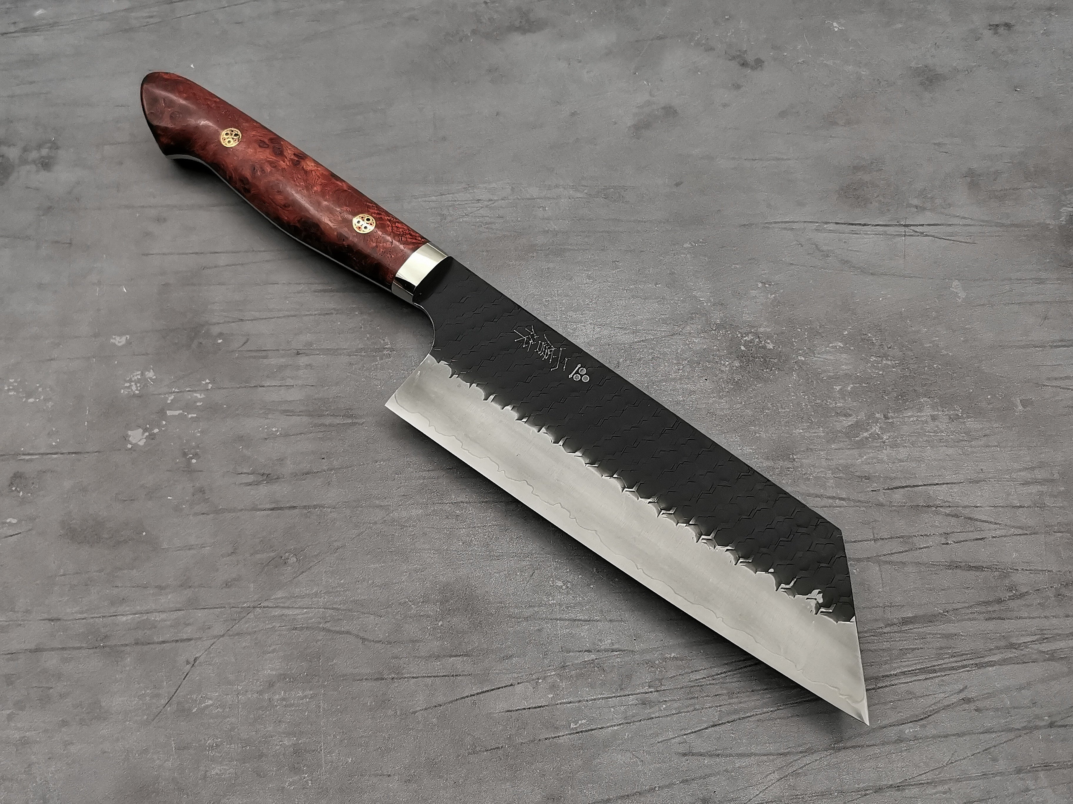 Premium Nigara Hamono SG2 Tsuchime Kiritsuke Nakiri Knife - Japanese Damascus Steel Blade with Karin Wood Handle - Perfect for Sushi, Vegetables & Precision Cutting