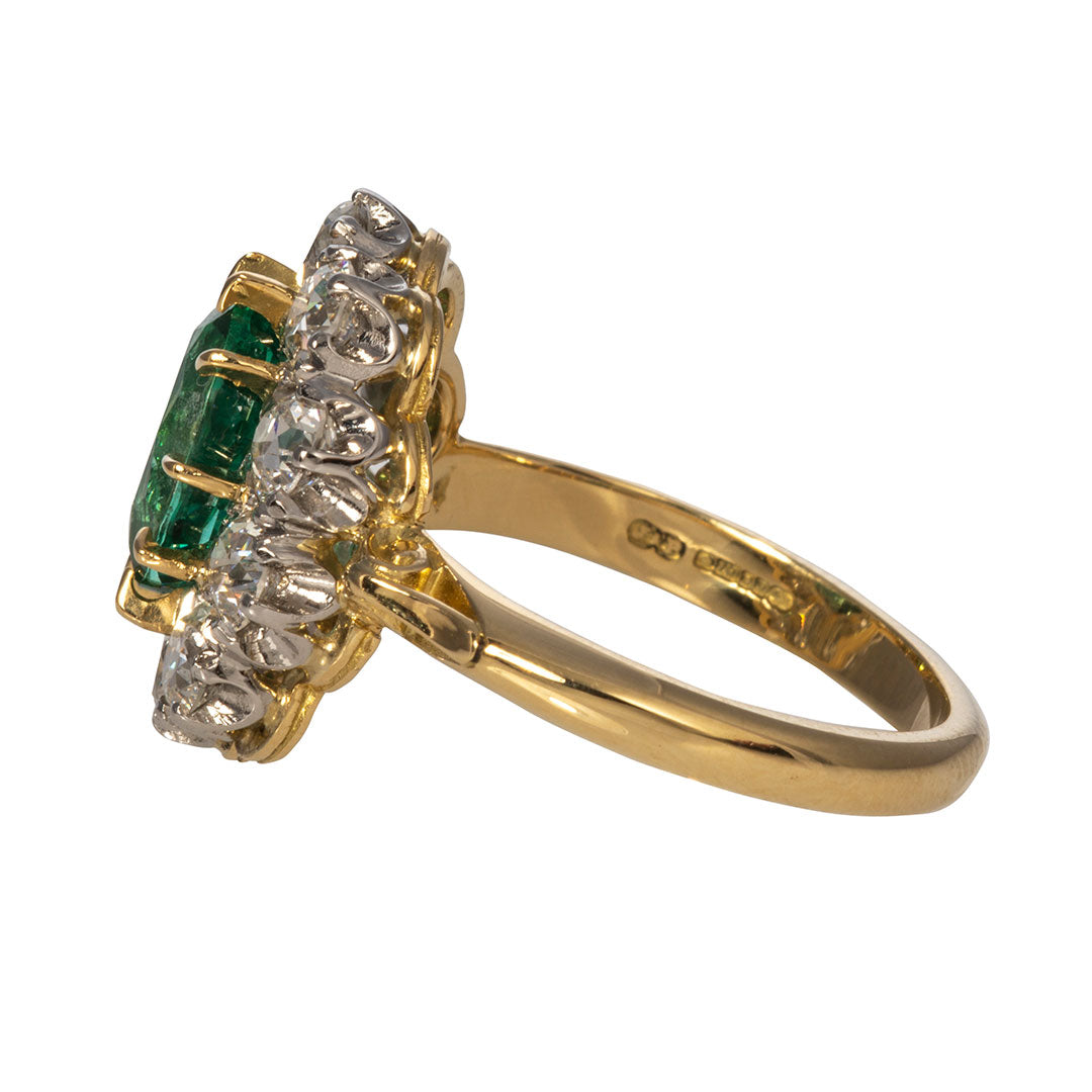 1.99ct Victorian Style Emerald & Diamond Cluster Engagement Ring for Women - Elegant Vintage Wedding, Proposal & Anniversary Jewelry Gift