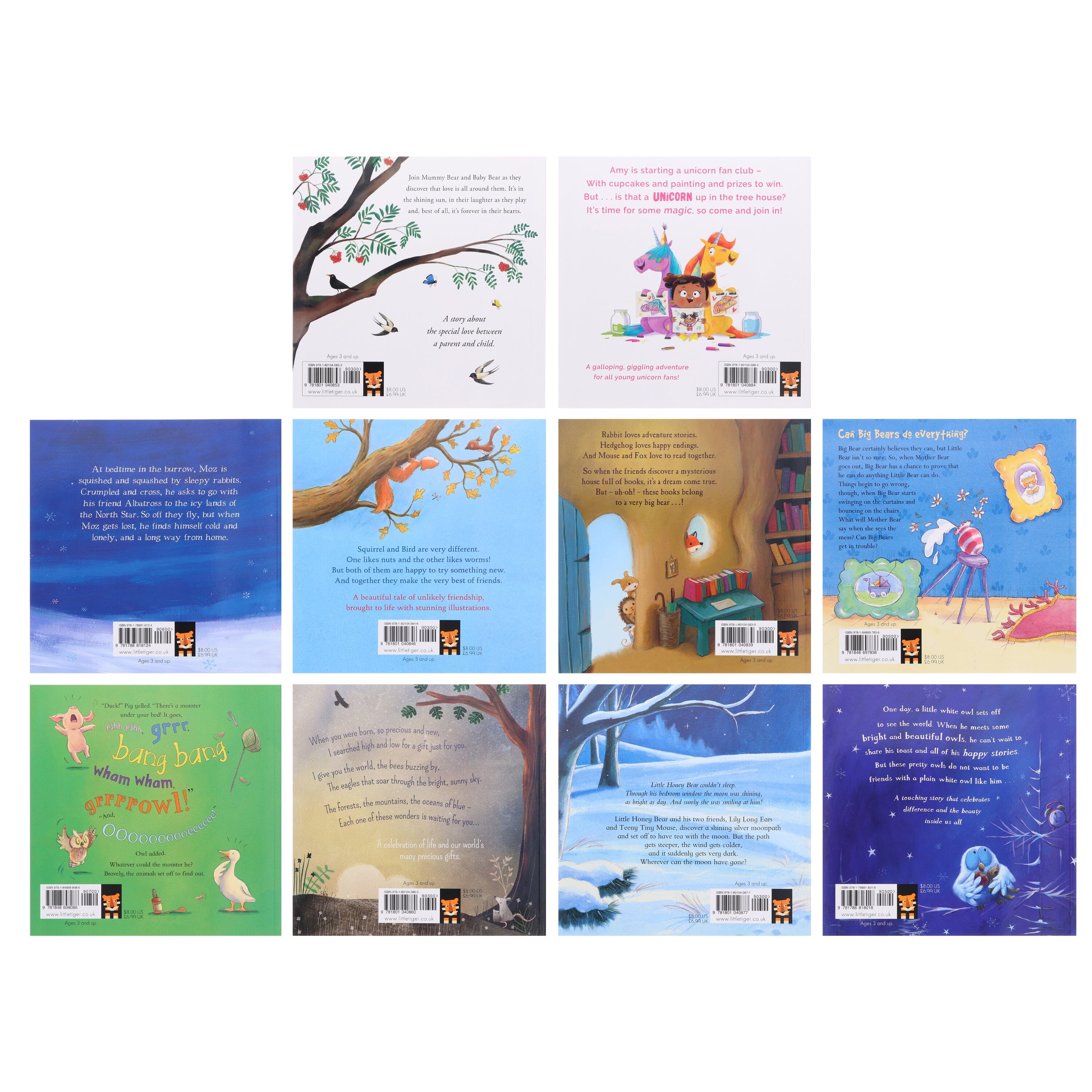 Little Tiger Animal Picture Books Set of 10 - Paperback for Kids Ages 0-5 with Ziplock Storage Bag - Perfect for Early Learning, Baby Shower Gifts & Preschool Education