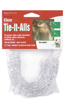 Adams Tie-It-All Clear Plastic Garland Ties - 10 Pack for Holiday Decorations, Gift Wrapping & DIY Crafts