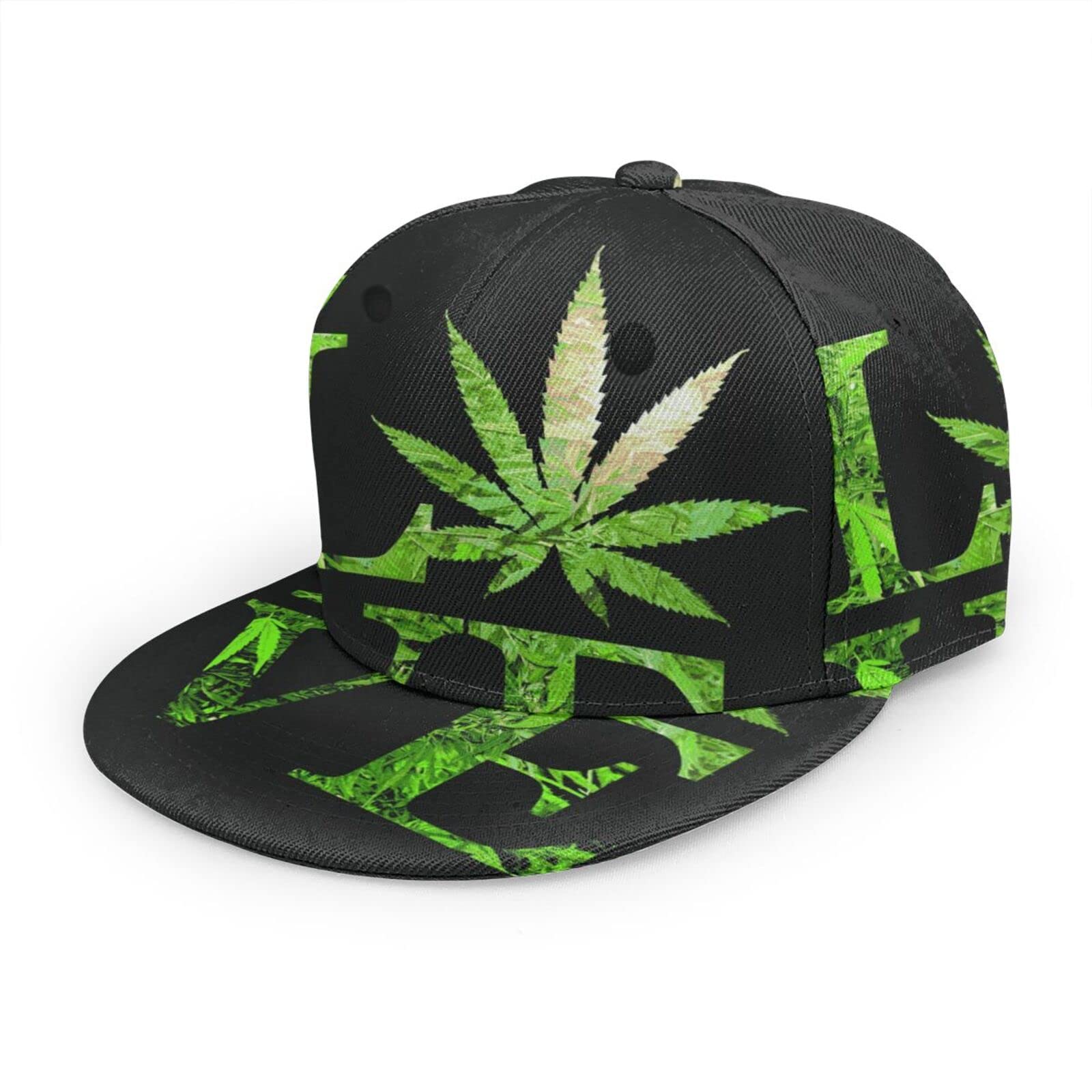 Adjustable Snapback Hat for Women & Men - Cool Hip Hop Baseball Cap with Flat Bill Brim - Love Leaf Black Design - Perfect for Streetwear, Urban Fashion, and Casual Outfits