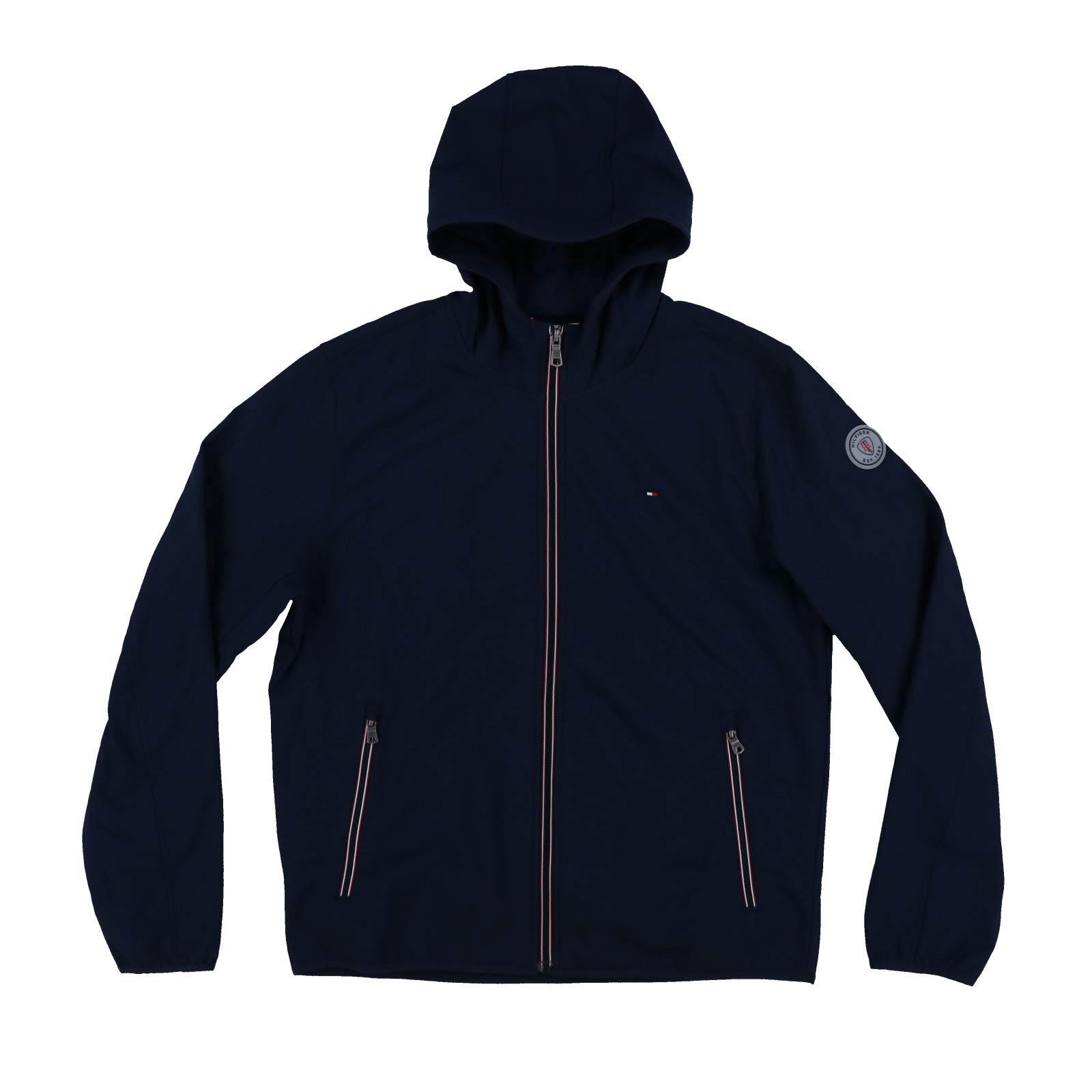 Tommy Hilfiger Men's Lightweight Hooded Full Zip Windbreaker Jacket - Water-Resistant Outdoor Sports & Casual Wear