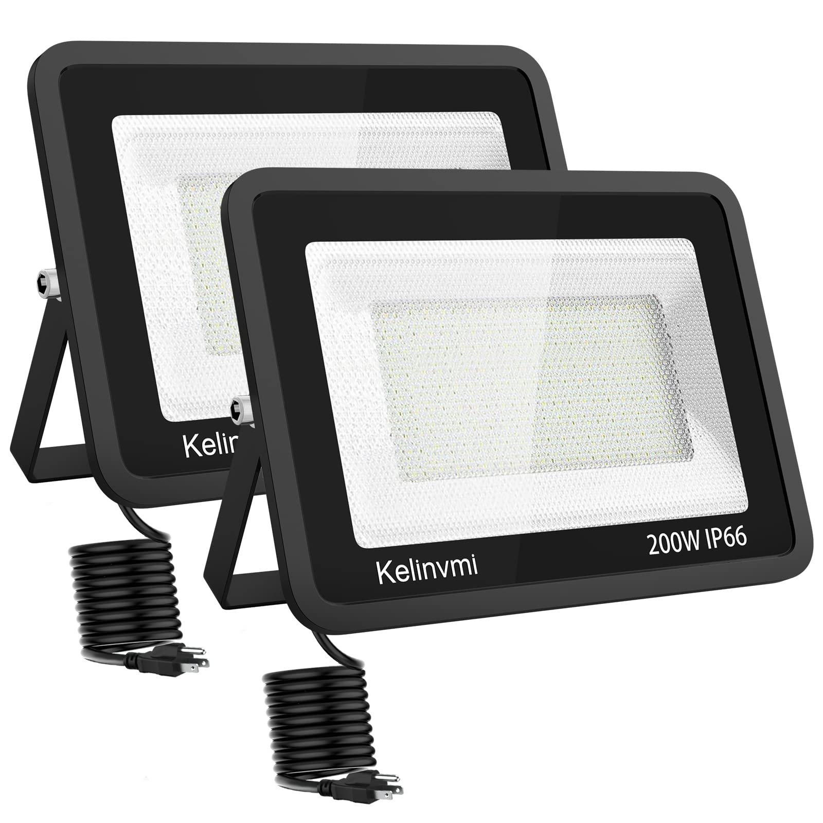 200W LED Flood Light Outdoor - 1200W Equivalent Stadium Light with Plug, 4200K Bright White - Waterproof High Power Floodlights for Garage, Porch, Backyard, Garden, Playground, Sports Field & Parking Lot Lighting