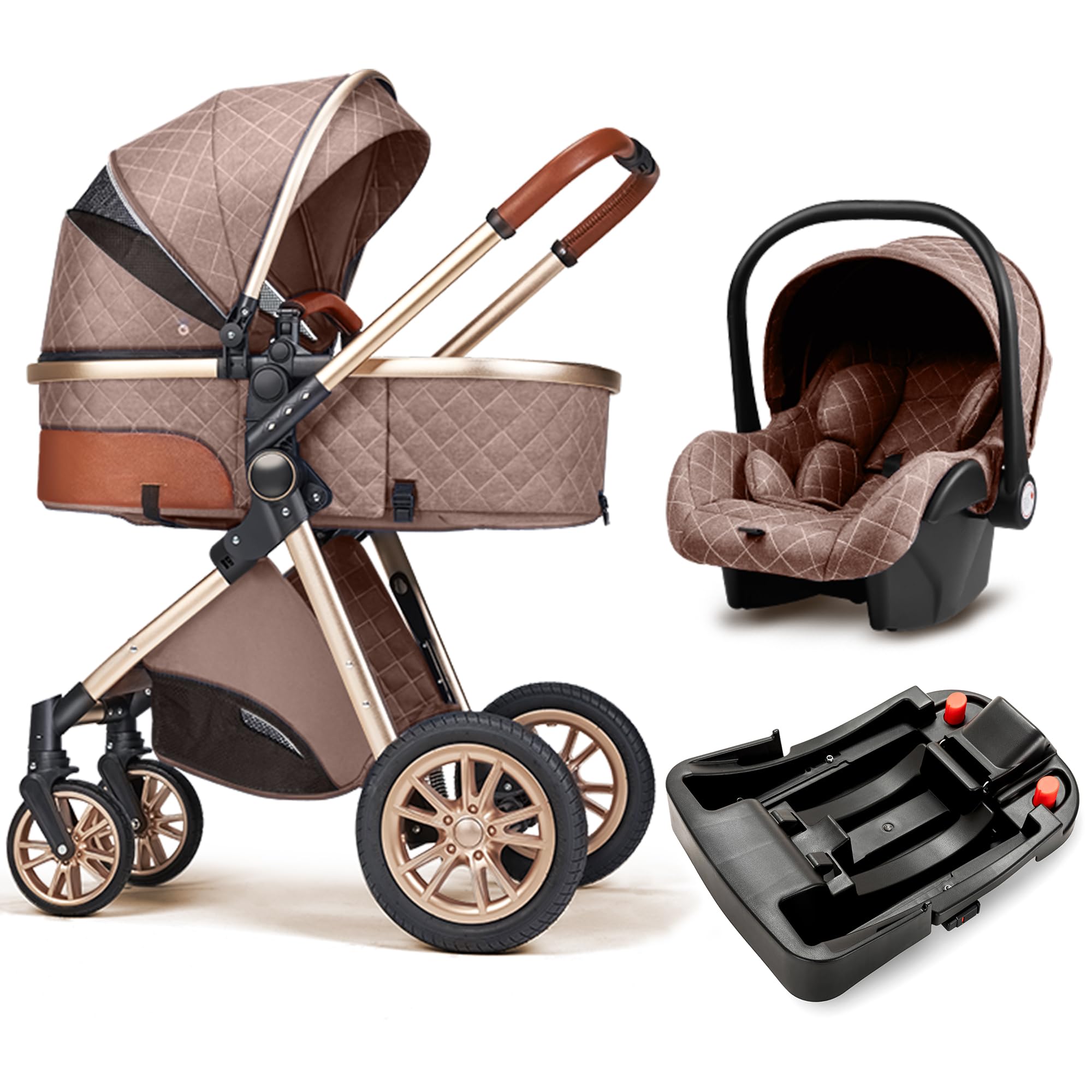 Luxury Vista Stroller - Reversible Seat, Foldable Lightweight Baby Pushchair with High Landscape View (Brown Base) | Perfect for City Walks, Shopping & Travel