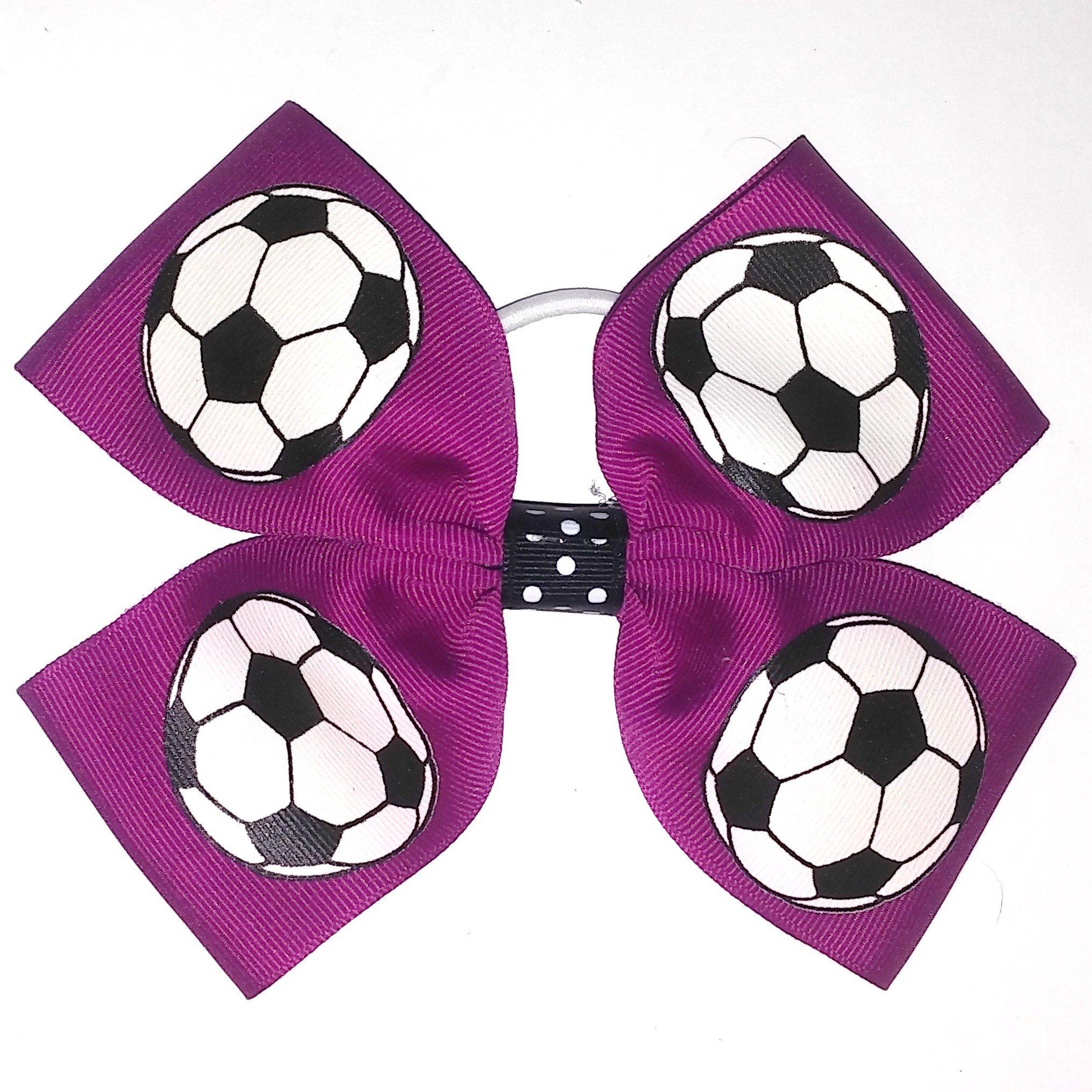 Sublimation Specialties 4 Loop Soccer Hair Bows - USA Made Pony Tail Bands for Girls - Perfect for Soccer Games, Cheerleading & Sports Events