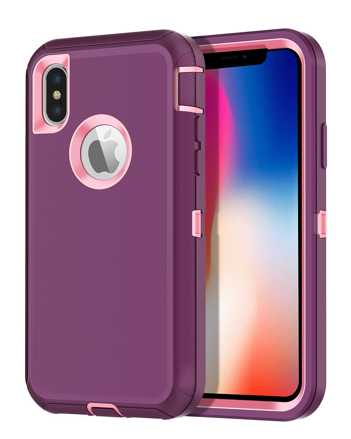 Shockproof iPhone Xs/X Case - 3-Layer Full Body Protection, Heavy Duty Rugged Cover for Apple iPhone Xs/X 5.8 (Purple) | Dustproof & Drop Proof | Perfect for Outdoor Adventures, Work & Daily Use