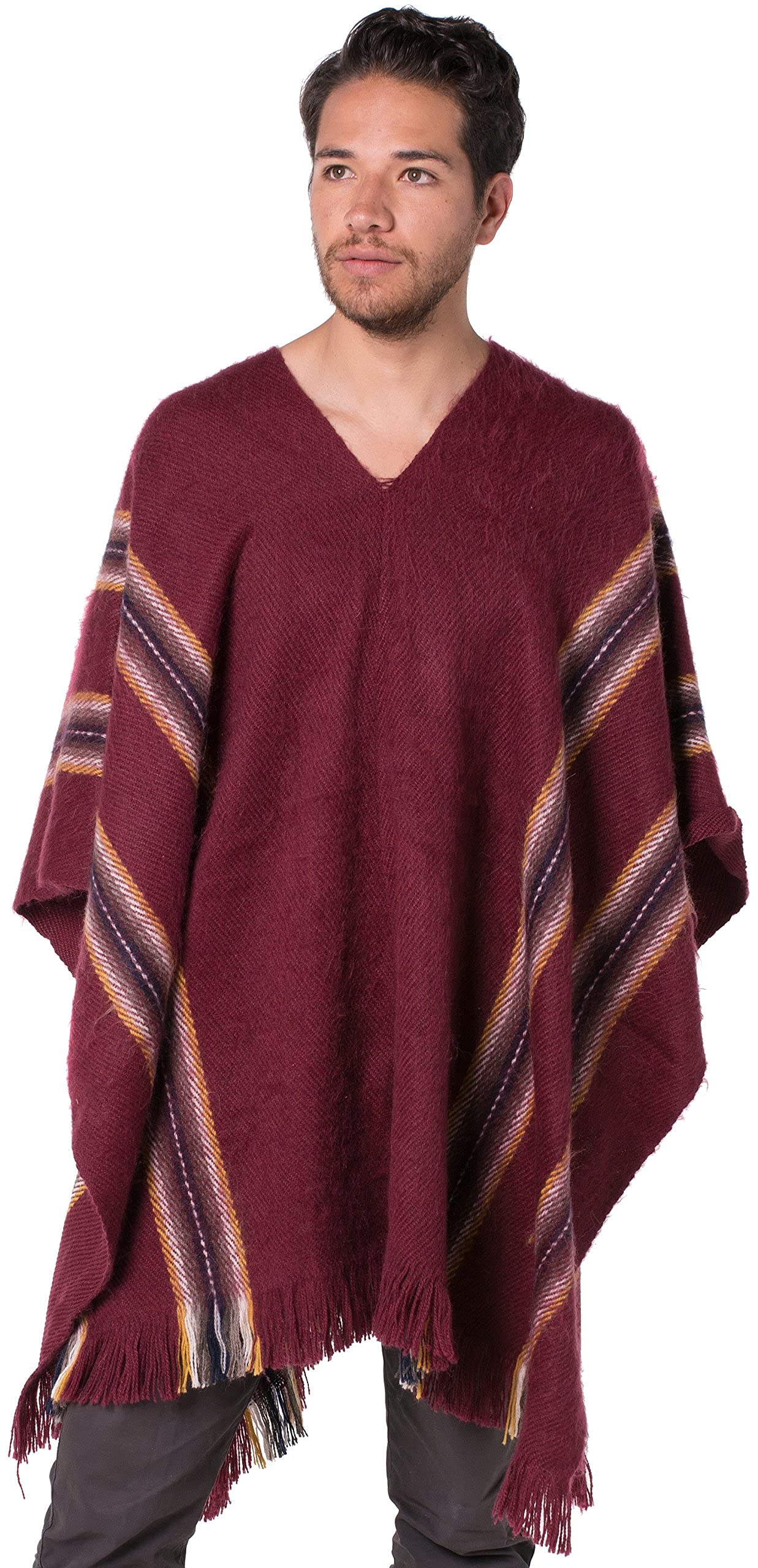 Premium Alpaca Wool Poncho for Men - Soft & Warm Western Style Blanket Poncho Sweater - Perfect for Outdoor Adventures, Camping, and Casual Wear