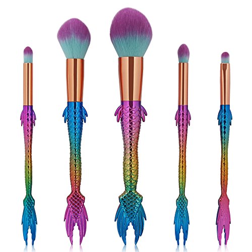 Professional 5-Piece Fish Makeup Brush Set - Foundation, Eyeshadow & Blush Brushes for Flawless Makeup Application | Perfect for Daily Use, Travel & Professional Makeup Artists