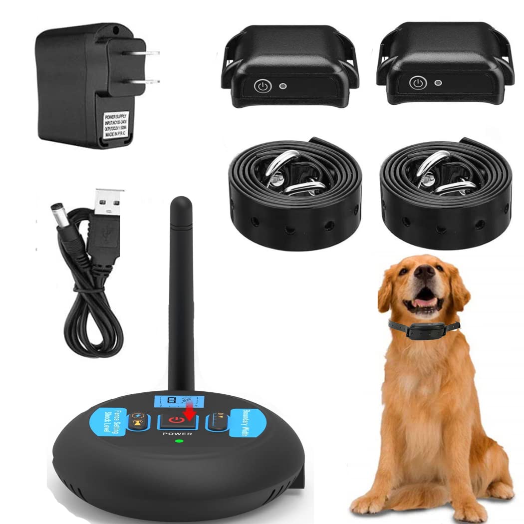 XOWRKGX Wireless Electric Dog Fence System - Waterproof Pet Containment with Remote Training Collar, Buzzer, Vibration & Safe Shock Modes for 1-3 Dogs (Ideal for Backyards & Large Properties)