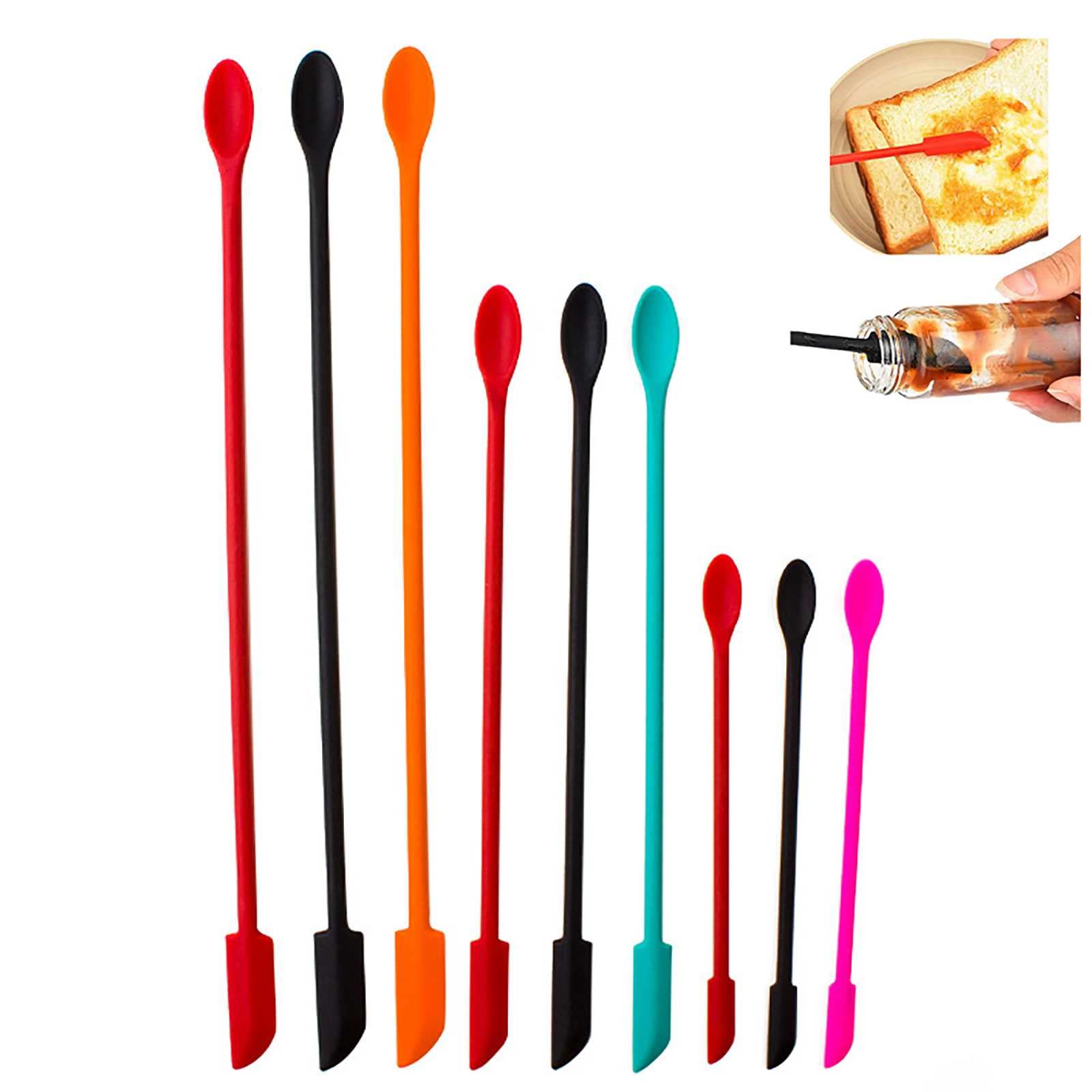 **Mini Silicone Spatula Set - 9pcs Small Makeup & Food Scraper for Cosmetics, Jars, and Kitchen Use - Reusable Beauty & Cooking Tool for Precise Scooping**    *(Use Cases: Perfect for scooping creams, lotions, skincare products, and food from jars, bottles, and containers.)*