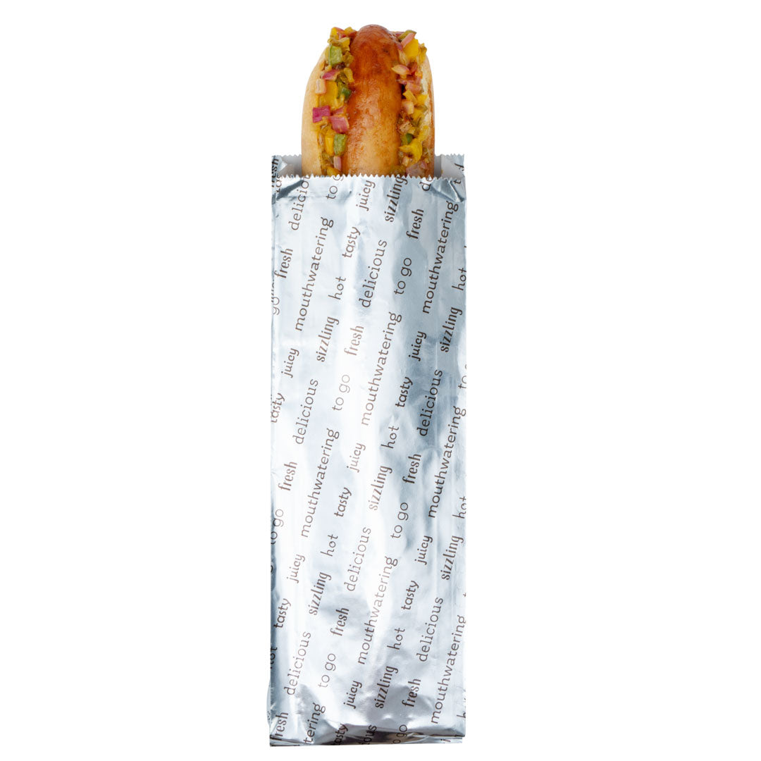 100-Pack Large Hot Dog Foil Bags 3.75