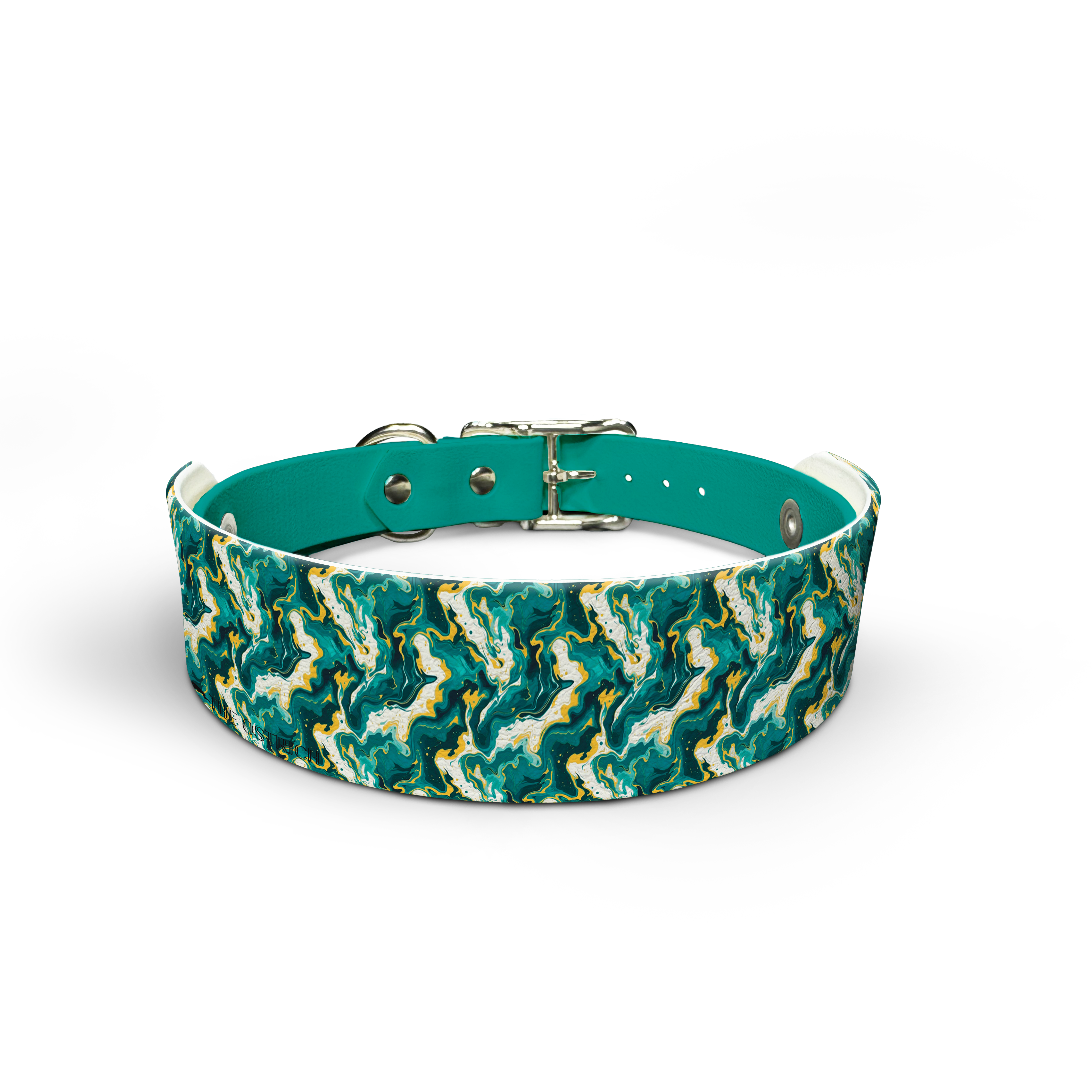 Elegant Teal Marble Print Dog Collar & Top Set - Stylish Pet Accessories for Small & Medium Dogs - Perfect for Walks, Photos & Special Occasions