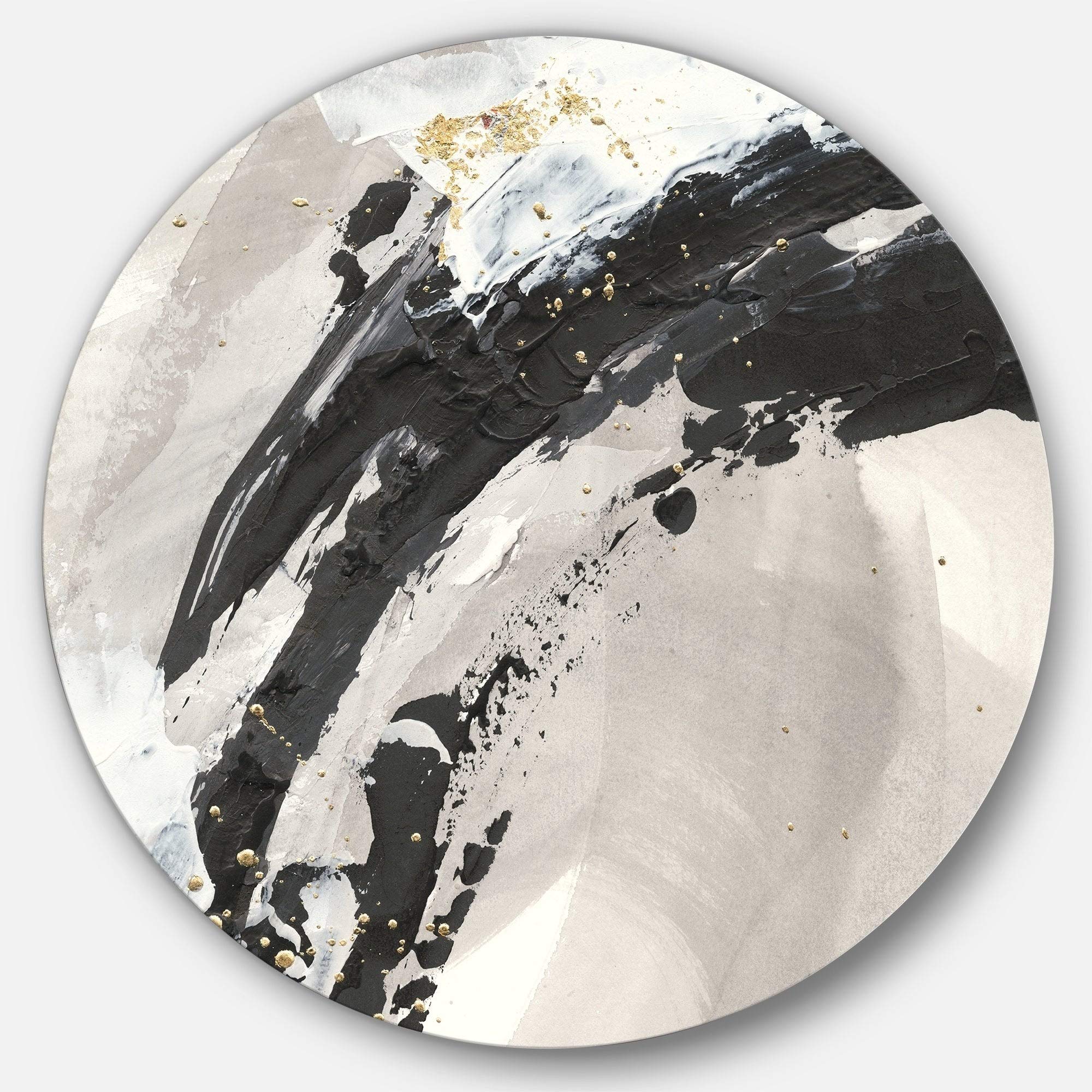 Designart 'Glam Painted Arcs IV' Modern Metal Circle Wall Decor - 23 Inch Round Contemporary Art for Living Room, Bedroom & Office
