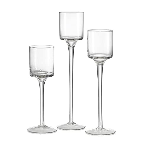 YIFEI2013-SHOP 3-Piece Tall Glass Candle Holder Set - Elegant Wedding & Banquet Table Decor, Floating Water Candle Cups for Romantic Ambiance (Clear) - Perfect for Dining Tables, Centerpieces, and Home Decoration