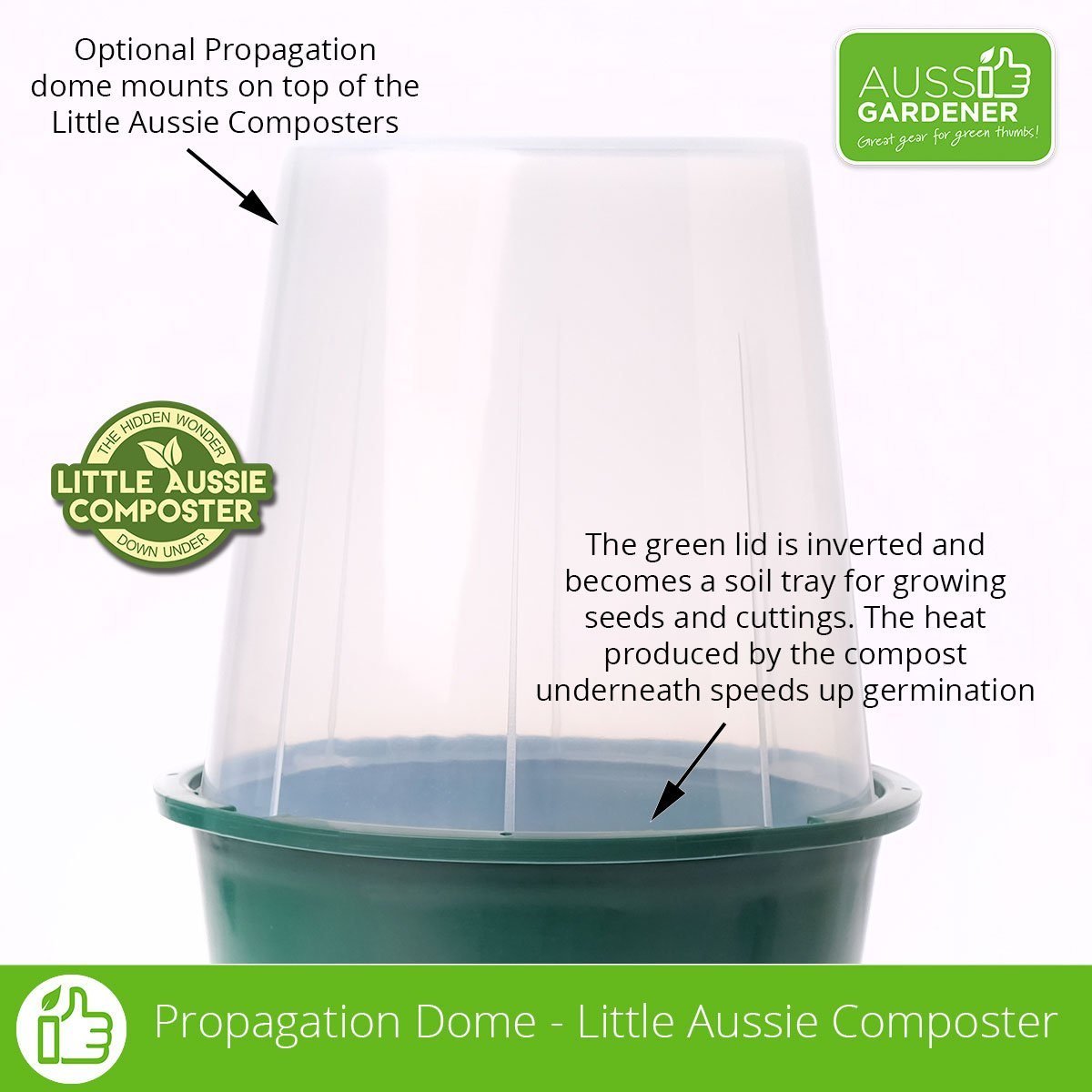 Little Aussie Composter Propagator Dome - Organic Waste Composting Kit for Home Garden | Perfect for Seedlings, Plants & Eco-Friendly Gardening