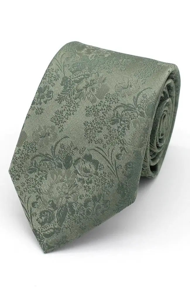 L.A. Smith Sage Pretty Floral Tie and Hank Set - Elegant Boutique Accessories for Weddings, Parties & Special Occasions