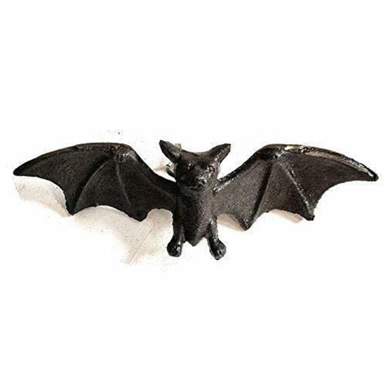 Halloween Bat Cast Iron Wall Art - Gothic Outdoor Decor for Patio, Garden & Halloween Party Decorations | Spooky Home & Yard Decoration