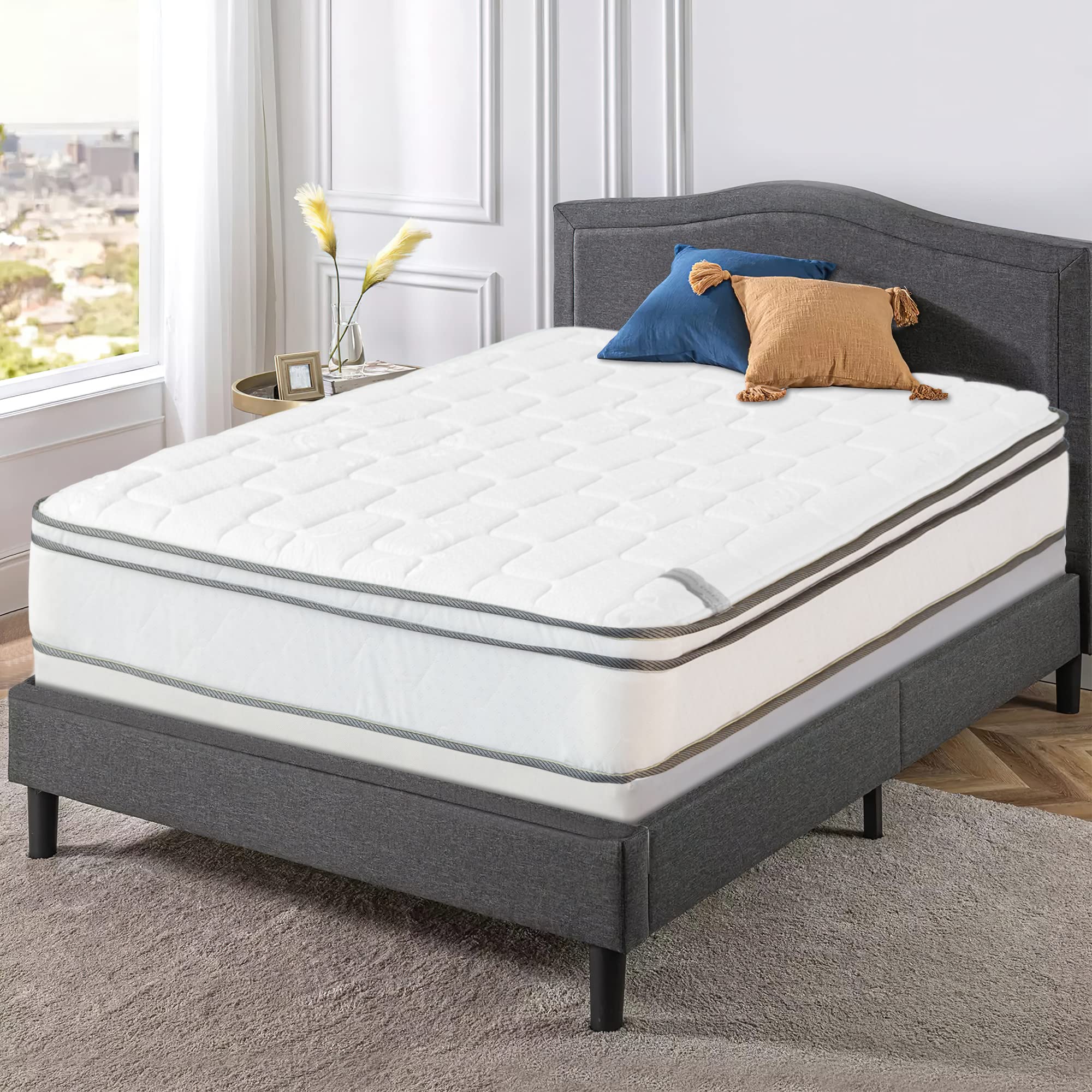 Spring Solution Medium Plush 10-Inch Eurotop Innerspring Mattress with 4