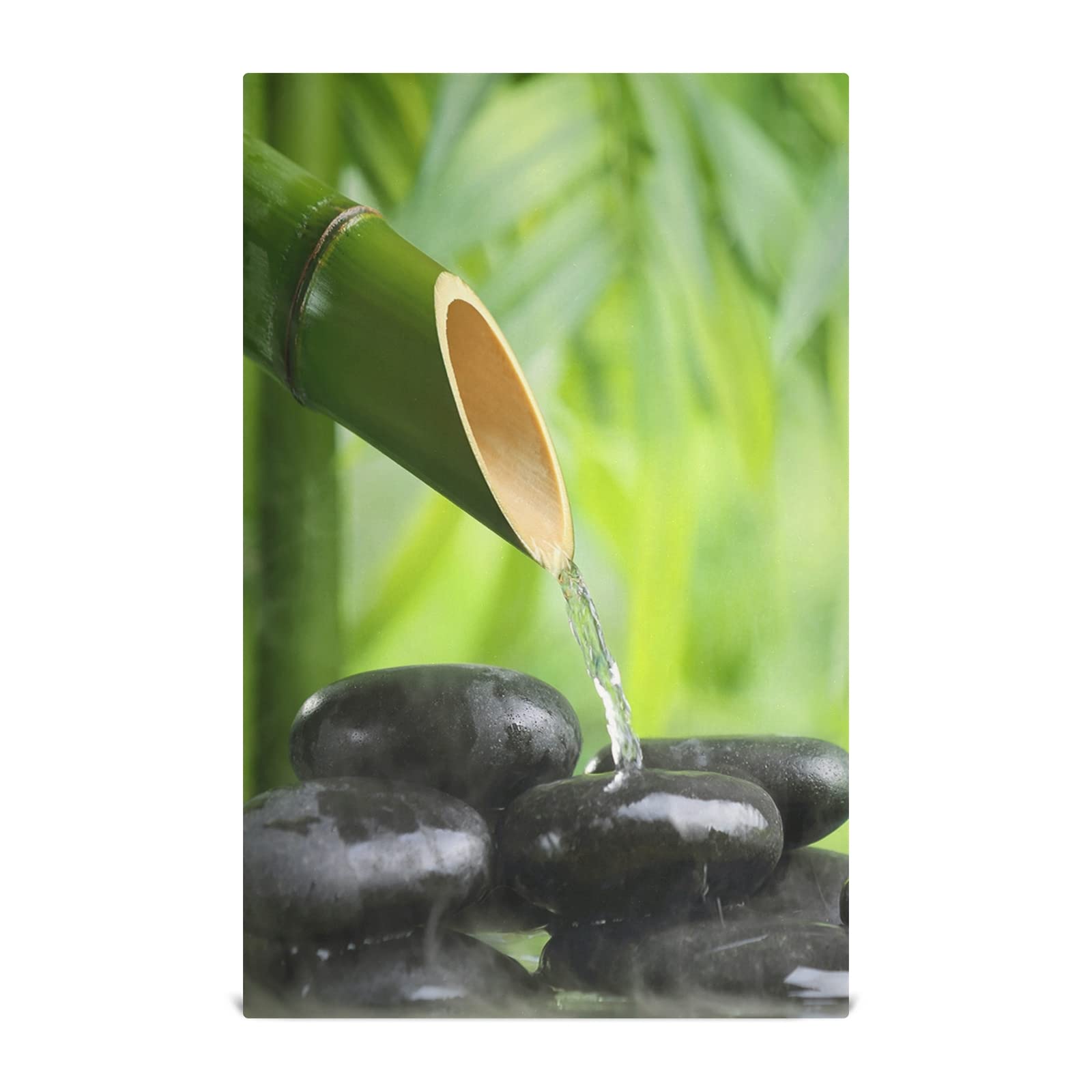 Bamboo Zen Stone Set of 4 Premium Polyester Kitchen Dish Towels - Hemmed Waffle Weave Dishcloths & Hand Bar Tea Towels with Hanging Loop for Kitchen, Dining & Home Decor
