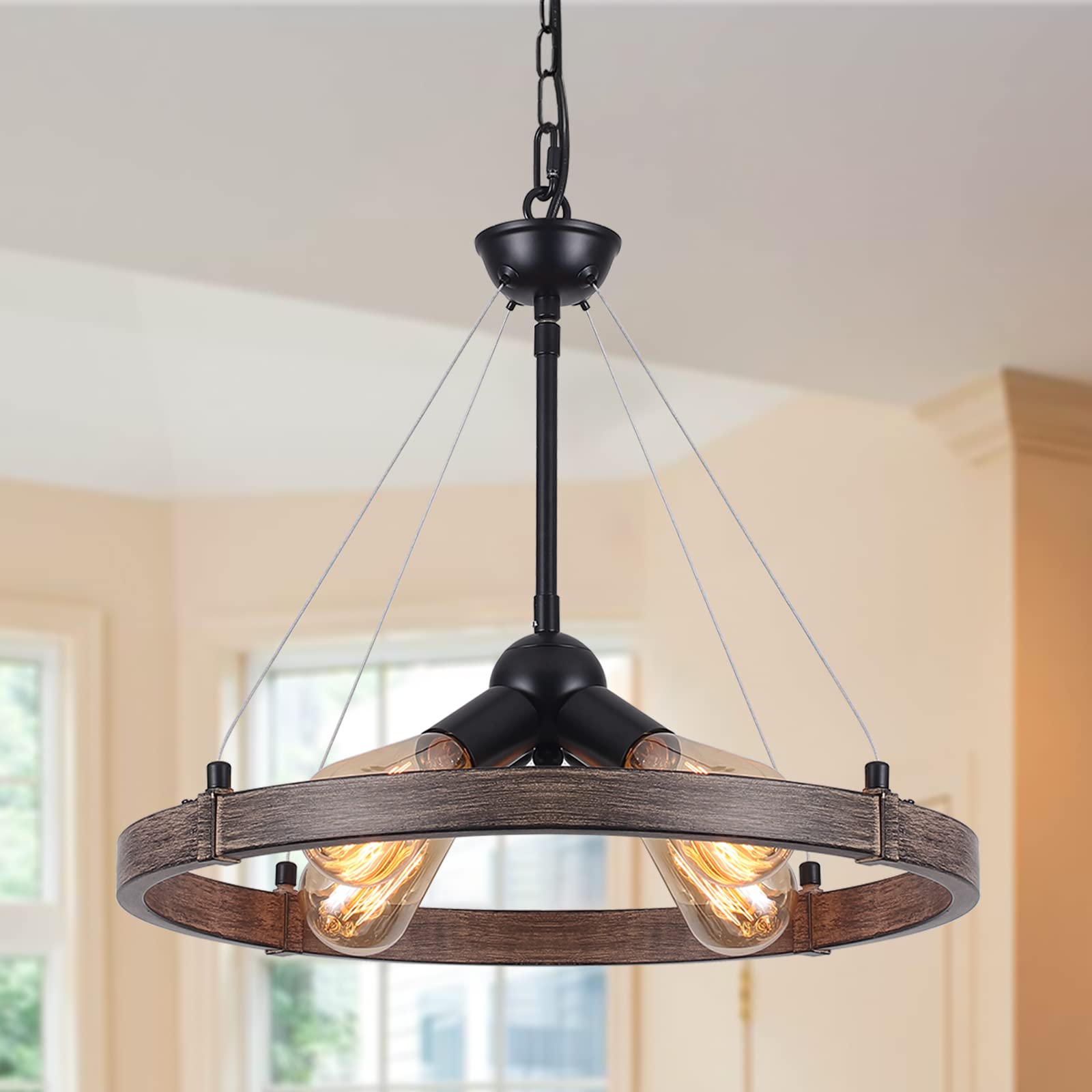 Rustic Wagon Wheel Chandelier Light Fixture - 17.7