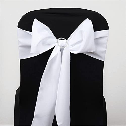 10 White Polyester Chair Sashes with Bows - Elegant Wedding, Party & Ceremony Decorations | Affordable Bulk Supplies for Reception & Banquet Decor