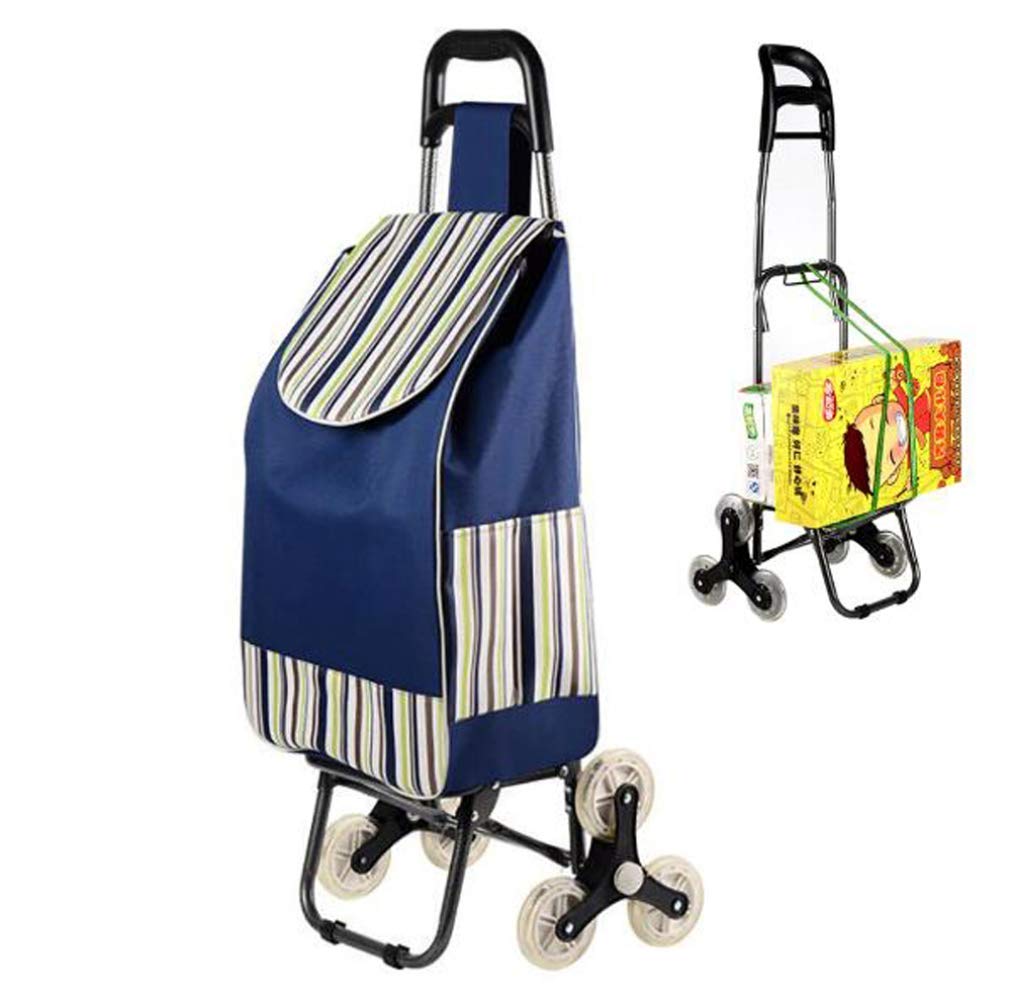 Foldable 6-Wheel Stair Climbing Shopping Cart with Detachable Backpack - Heavy Duty 50kg Capacity Grocery Trolley for Seniors & Market Shopping - Ideal for Supermarkets, Malls, and Outdoor Use