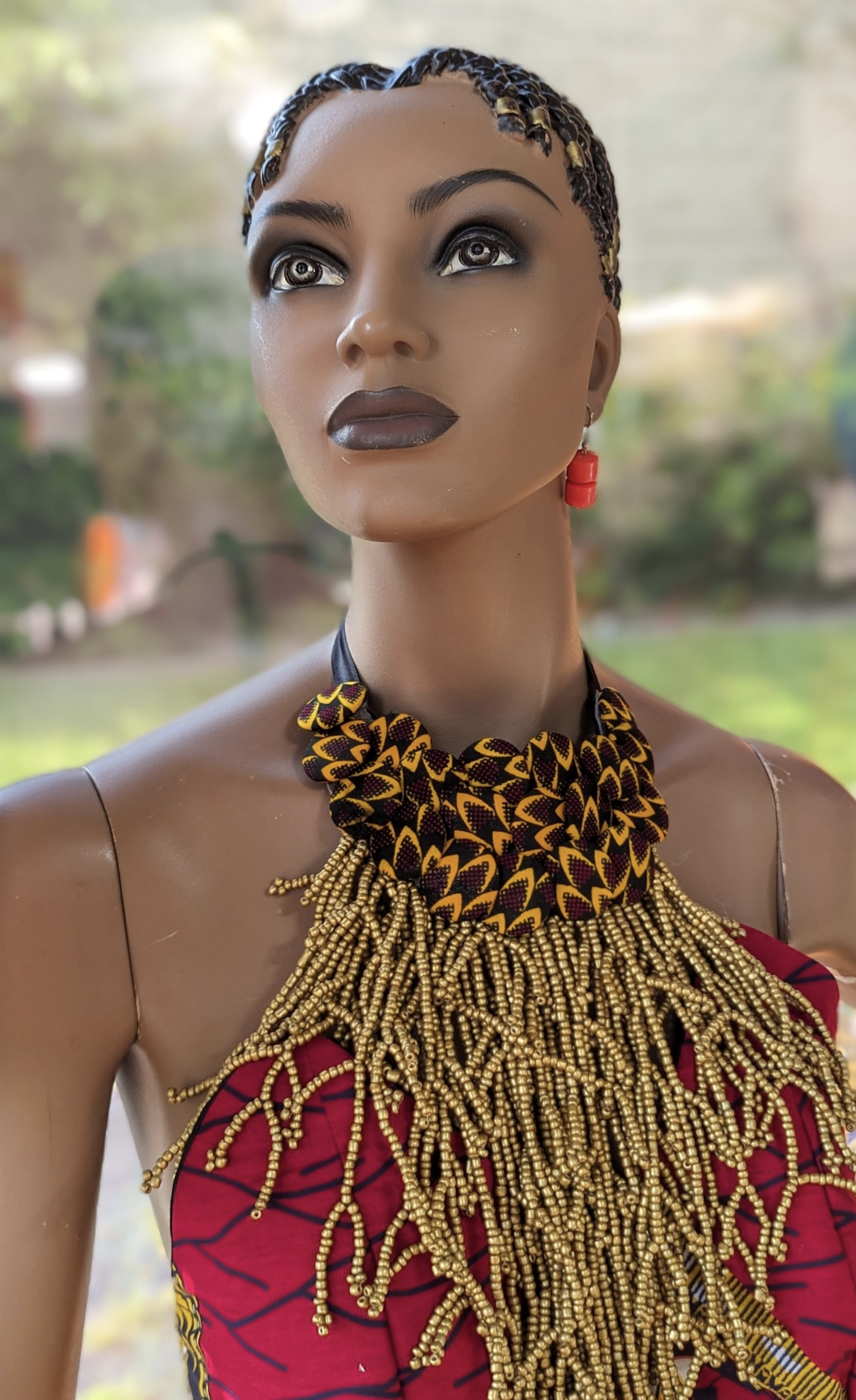 Handmade African Print Buttons - Brown & Gold Ghanaian Beaded Design for Clothing & Crafts | Dupise's Amayah Ghanaian Splendor