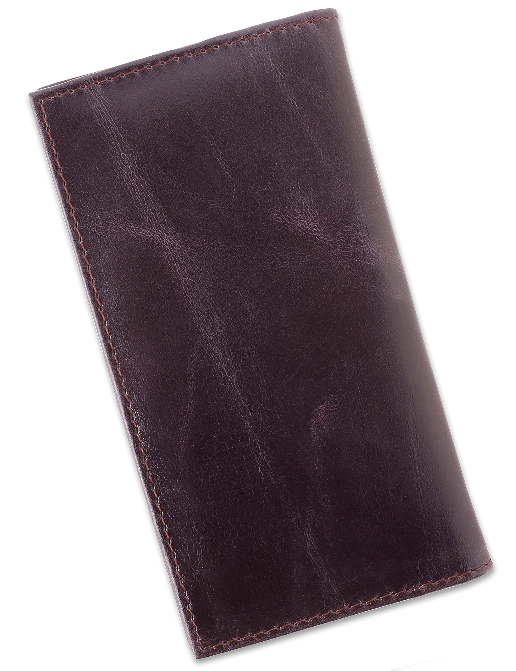 Premium Genuine Leather RFID Blocking Bifold Wallet for Men - Vintage Buffalo Leather with Checkbook Holder (Maroon Crunch) - Ideal for Travel, Business & Everyday Use