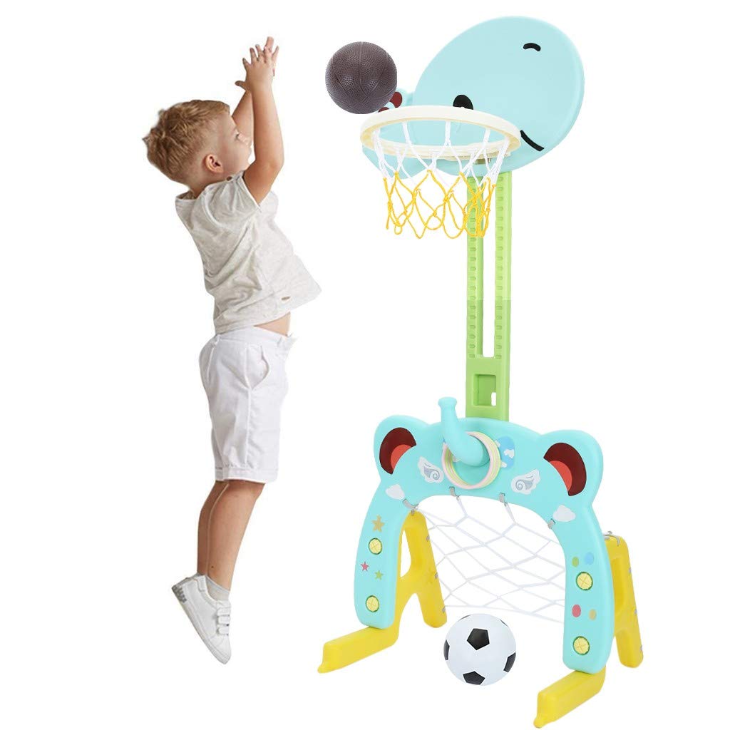 Adjustable Deer-Shaped Kids Basketball & Soccer Stand for Indoor/Outdoor Play
