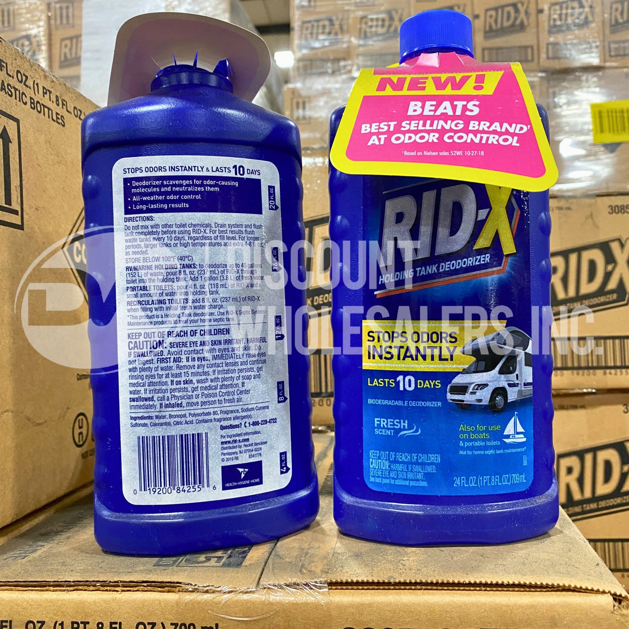 Rid X Holding Tank Deodorizer Liquid - Fresh Scent, 24 Ounce (Pack of 18) | RV, Marine & Portable Toilet Odor Eliminator for Clean & Fresh Smell