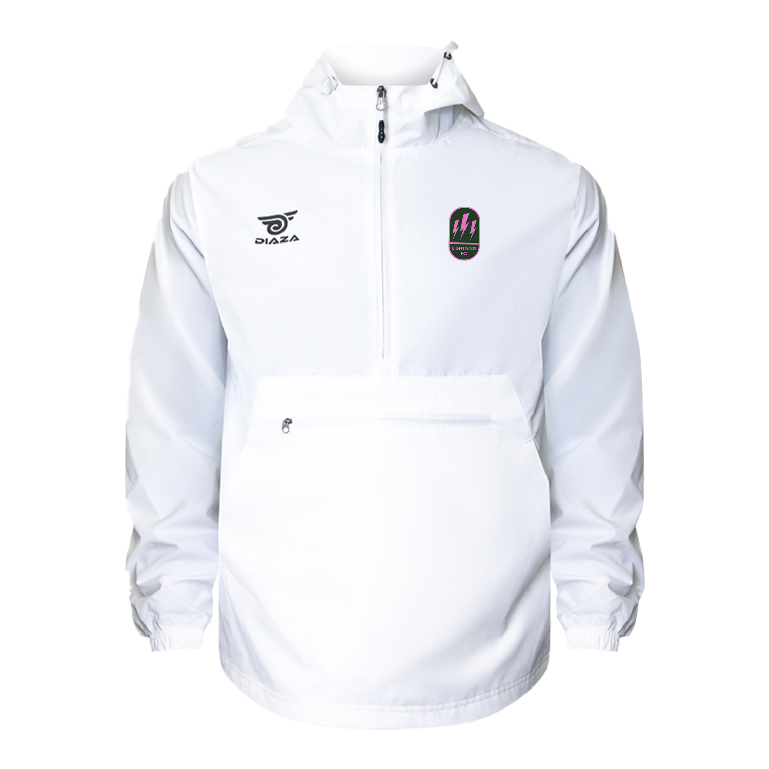 Lightning FC 3/4 Alpine White Soccer Jacket - Breathable Training Windbreaker for Men & Women - Perfect for Outdoor Sports, Running, and Casual Wear