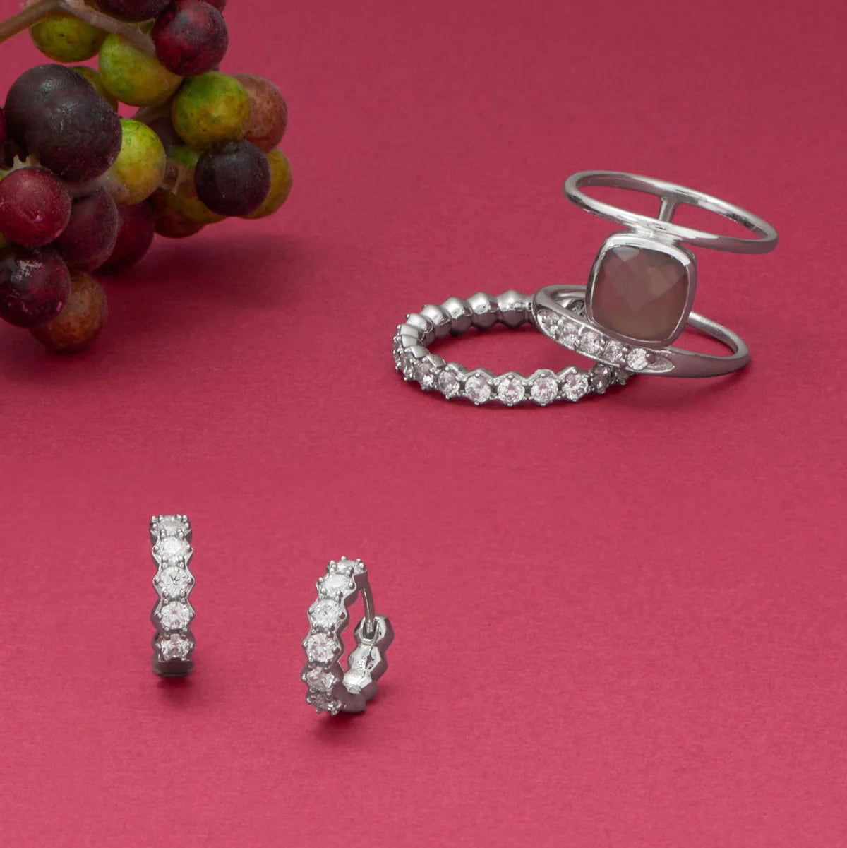 10mm Sterling Silver Rhodium Plated CZ Hoop Earrings for Women - Perfect for Parties, Weddings & Everyday Wear
