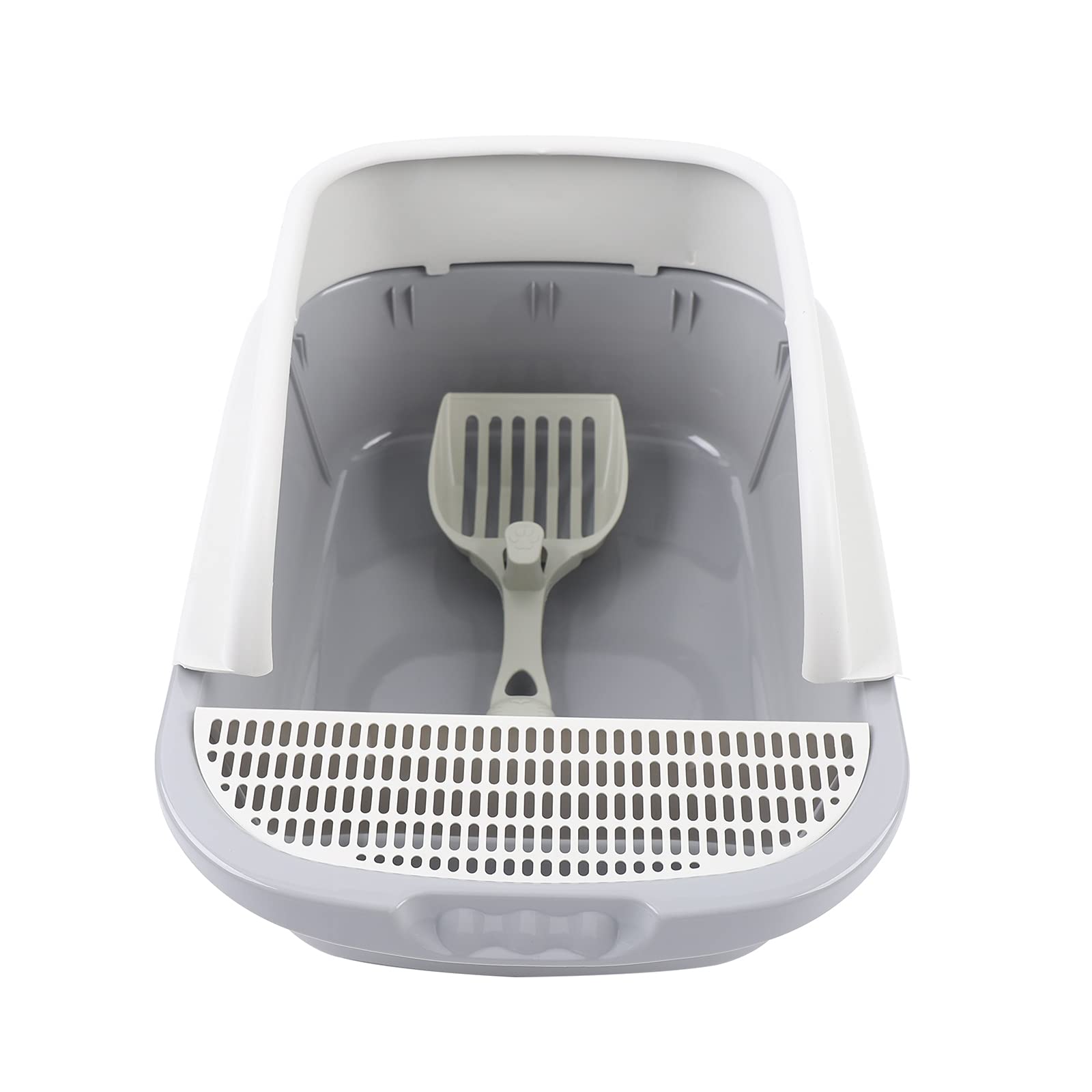 Durable & Portable Cat Litter Box - Splash-Proof Semi-Enclosed Design with Hollow Pedal - Gray Small Cat Toilet for Kittens & Adult Cats - Perfect for Home, Travel & Small Spaces