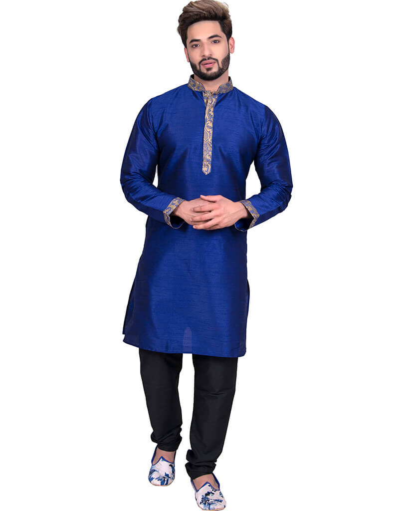 Blue Art Silk Kurta with Churidar - Elegant Indian Ethnic Wear for Women | Perfect for Festivals, Weddings & Casual Outings