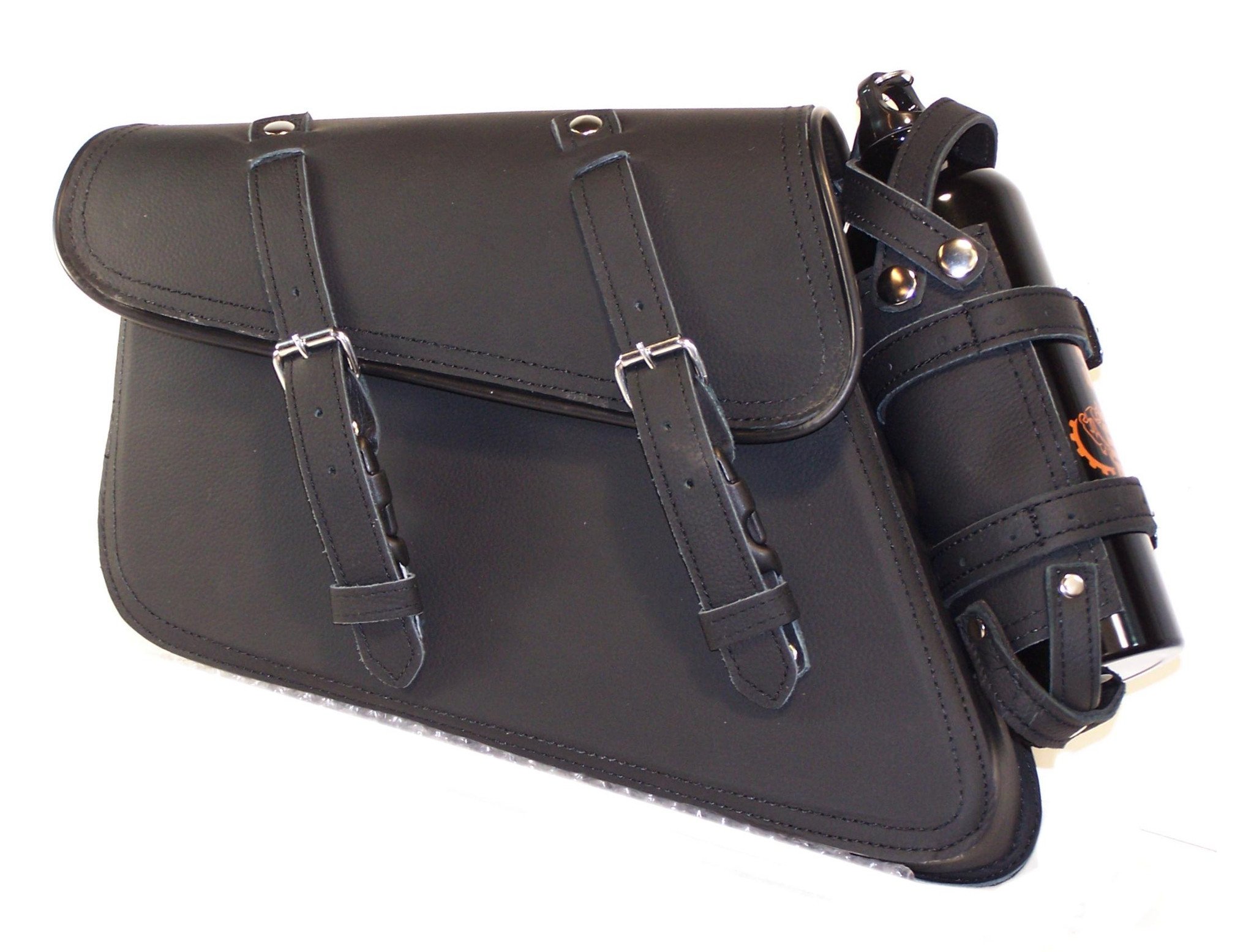 Genuine Leather Motorcycle Saddle Bag - Water Bottle Holder & Swing Arm Bag for Harley Sportster - Perfect for Long Rides & Adventure Tours