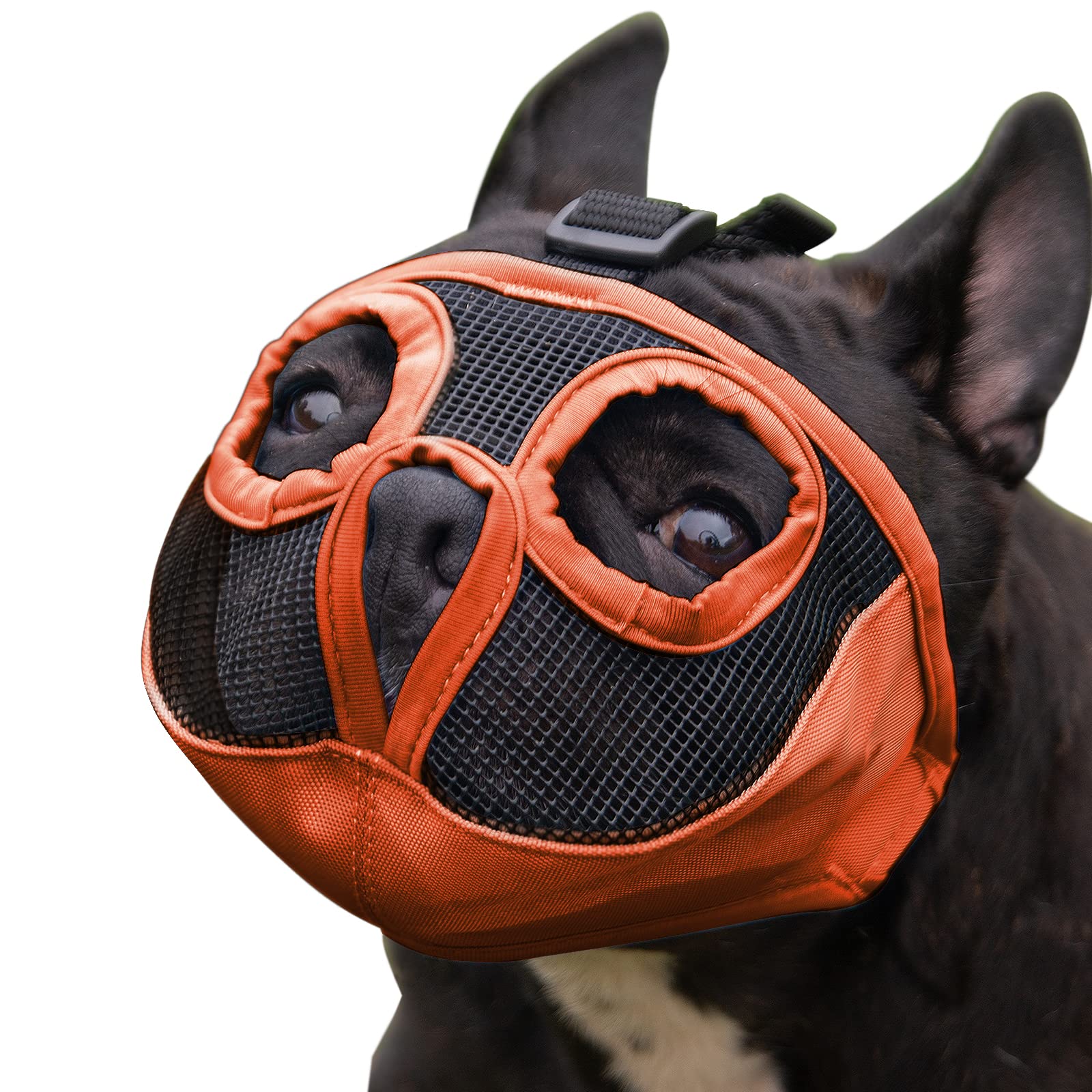 Adjustable Short Snout Dog Muzzle - Breathable Mesh Bulldog Muzzle for Biting, Chewing, Barking Control | Training, Grooming & Licking Prevention | Perfect for Bulldogs, Pugs & Flat-Faced Breeds