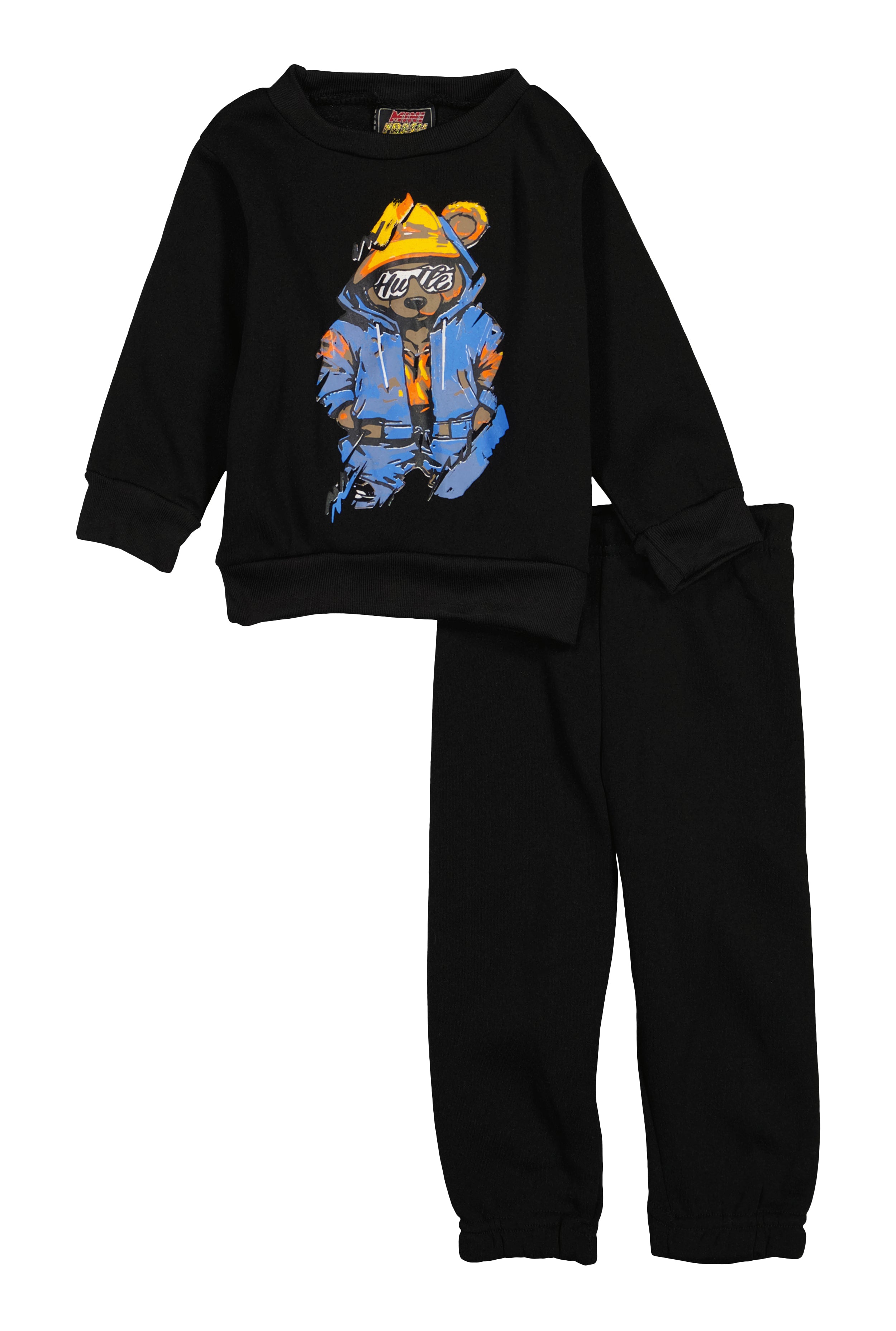 Baby Boys 12-24M Hustle Bear Sweatshirt & Sweatpants Set - Soft Cotton Jogger Outfit for Toddlers - Perfect for Playdates, Daycare & Family Photos