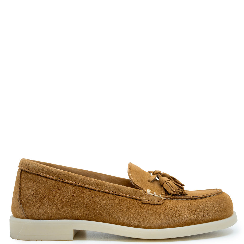Rondinella Cognac Suede Tassel Loafers for Women - Comfortable Slip-On Shoes for Office, Casual & Dressy Outfits
