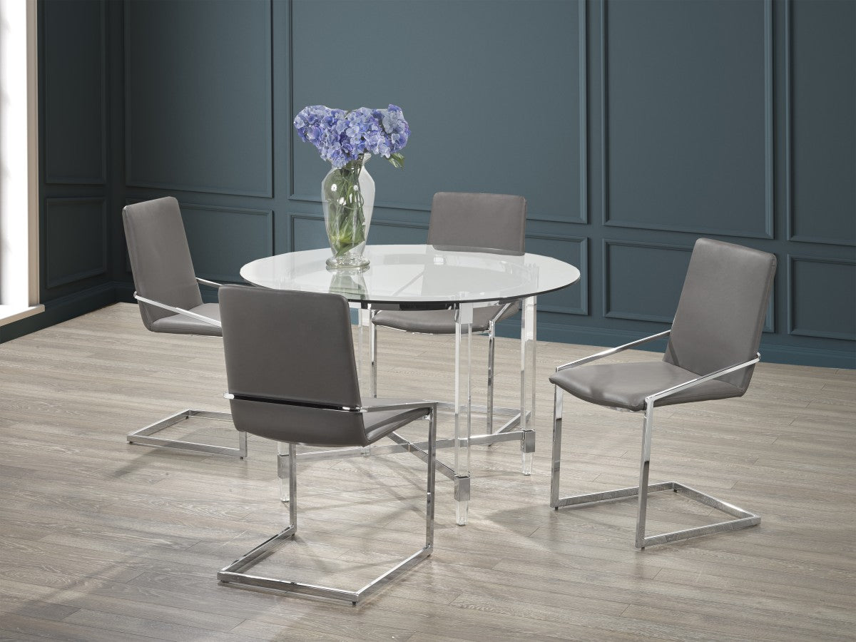 5-Piece Grey Dining Room Set - Modern Kitchen Table & Chairs for Small Spaces, Family Meals & Entertaining Guests