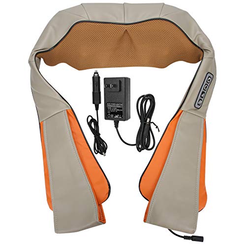 Electric Shiatsu Neck Massage with Heat - Portable Kneading Massager for Shoulder, Back Pain Relief - Perfect for Office, Home & Travel Use (Beige)