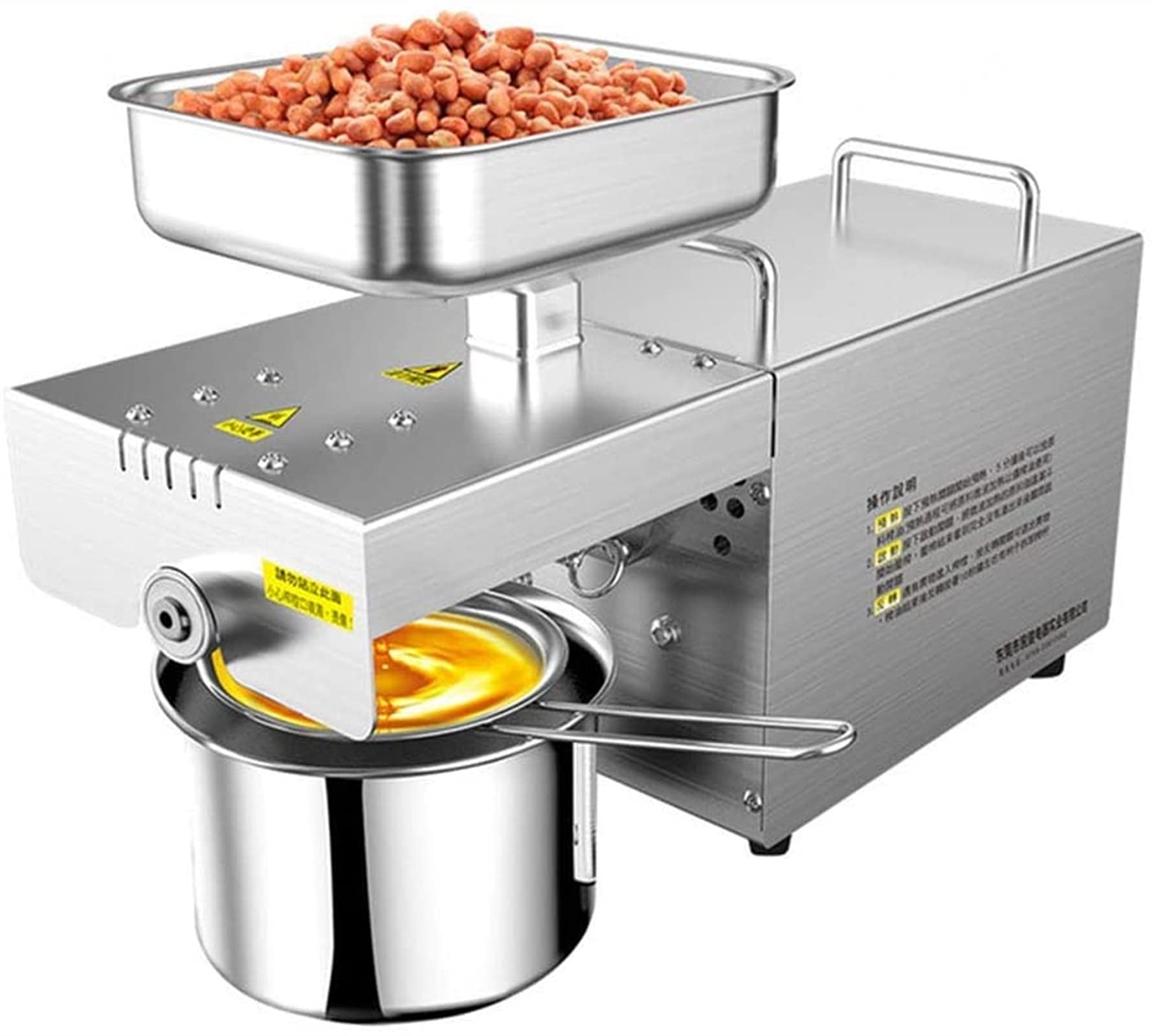 Stainless Steel Automatic Hot/Cold Oil Press Machine - Commercial & Home Use for Extracting Peanut, Sesame, Rapeseed, Walnut, and Nut Oils | Perfect for Healthy Cooking, Salad Dressings, and DIY Oil Production
