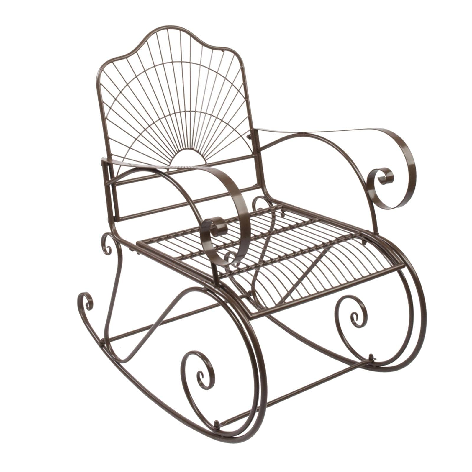 Dark Brown NC Iron Wire Single Rocking Chair - Sturdy & Comfortable Outdoor Patio Furniture for Garden, Porch, or Backyard Relaxation
