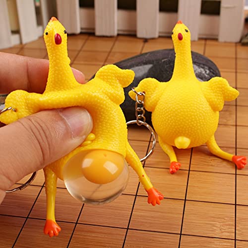 AIWEAM Funny Squeeze Chicken Toy - Novelty Antistress Squishy Egg Laying Chicken Keychain for Kids, Halloween Party Favors & Gag Gifts - Perfect for Stress Relief, Office Desk Toys and Surprise Gifts