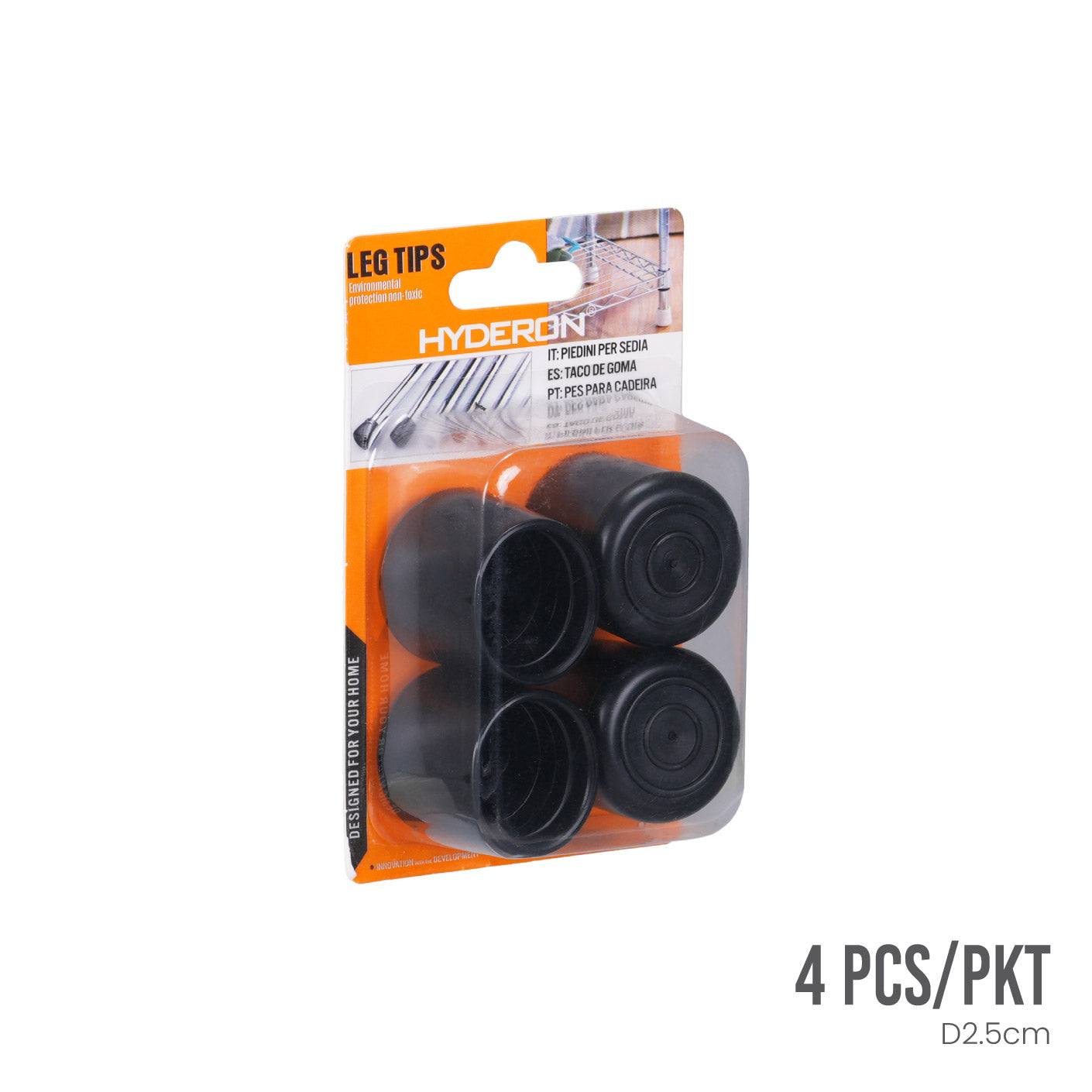 Non-Slip Rubber Chair Leg Tips Caps - 4 Pack 25mm (HFH6825) - Protect Floors & Reduce Noise for Home, Office, and Restaurant Furniture