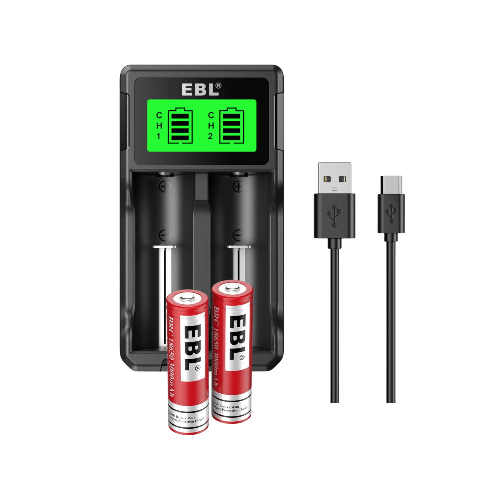 EBL SW 3K Universal Battery Charger with 8 AA AAA 18650 Rechargeable Batteries - Fast Charging for Cameras, Flashlights, Toys & Electronics