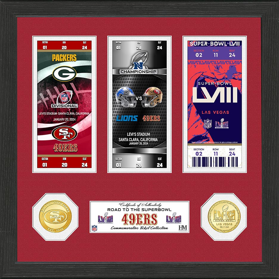 San Francisco 49ers Super Bowl 58 Commemorative Ticket & Bronze Coin Photo Mint Set - Perfect for NFL Fans, Collectors and Sports Memorabilia Displays