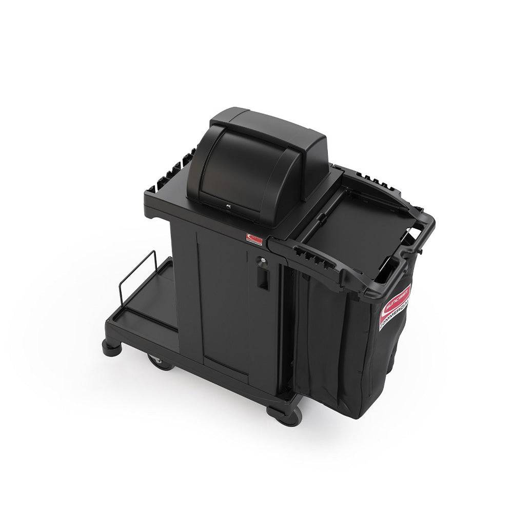 Premium High-Security Cleaning Cart with Lockable Storage - Heavy Duty Commercial Janitorial Cart for Hotels, Offices & Schools - Black (Ideal for Professional Cleaning Services & Facility Maintenance)