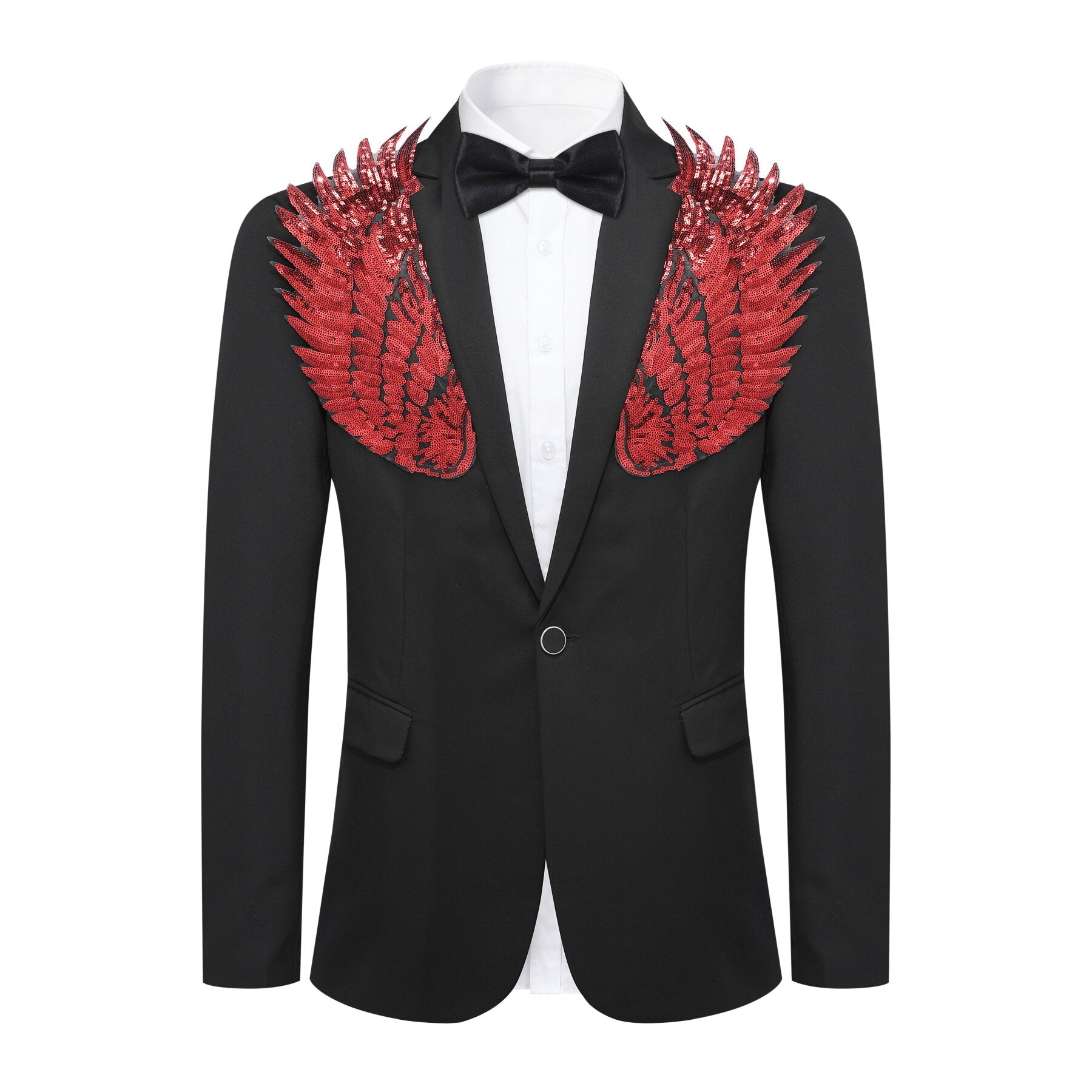 Red Wings Black Blazer Dress with Floral Embroidery - Elegant Women's Formal Wear for Office, Cocktail Parties & Special Occasions