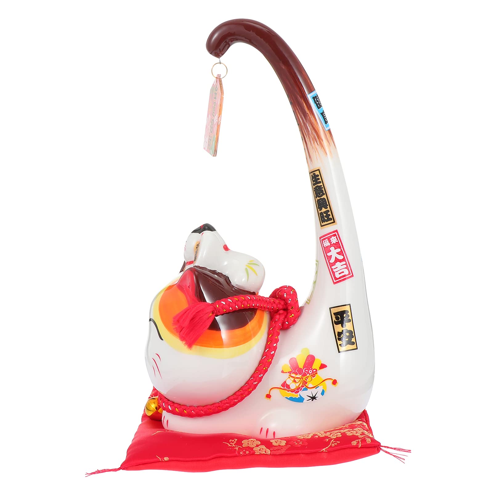 TOYANDONA Feng Shui Lucky Cat - Ceramic Maneki Neko Figurine with Waving Arm, Japanese Fortune Cat for Home & Office Decor - Perfect for Desk, Shelf Display & Gift Giving
