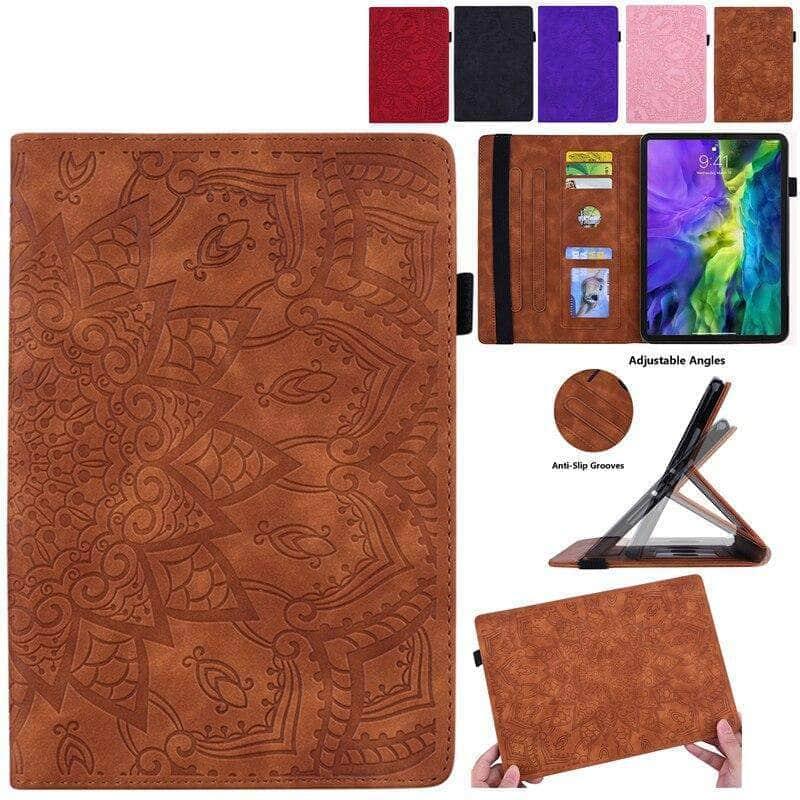 iPad Air 4 (2020) 10.9-inch Classic Flower Leather Case - Slim Protective Cover for Work, School & Travel